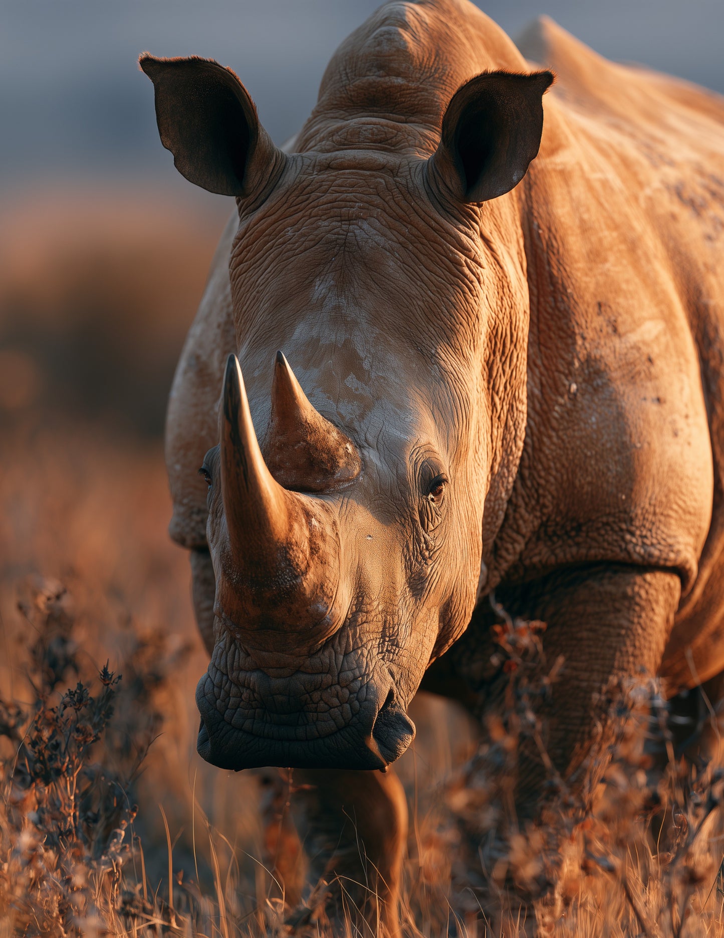 Rhinoceros — Realistic Art, Amber Tones Digital Wall Art, 3 Sizes Included, Living Room Decor