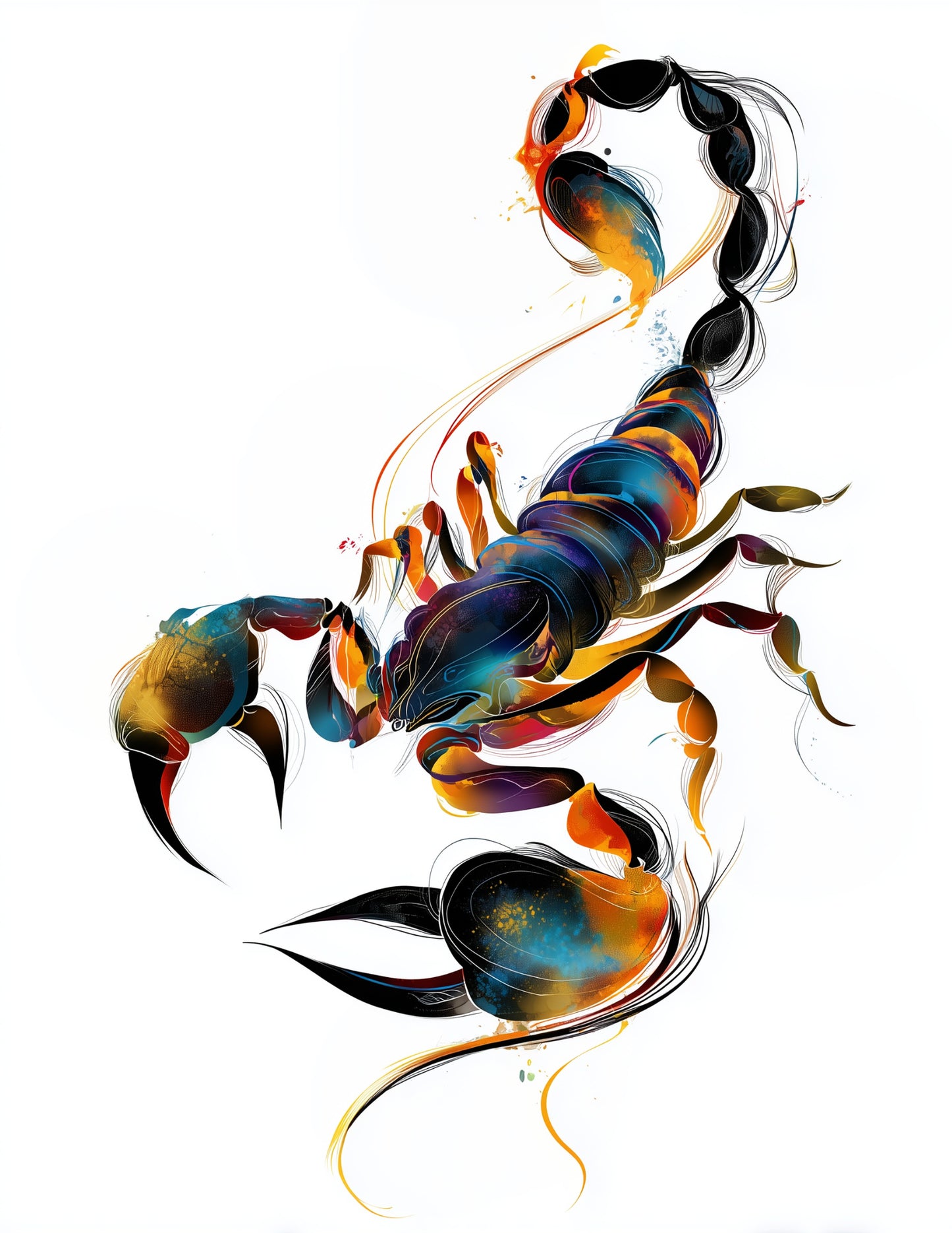 Scorpion — Inkflow Art, Vibrant Hues Digital Wall Art, 3 Sizes Included, Living Room Decor