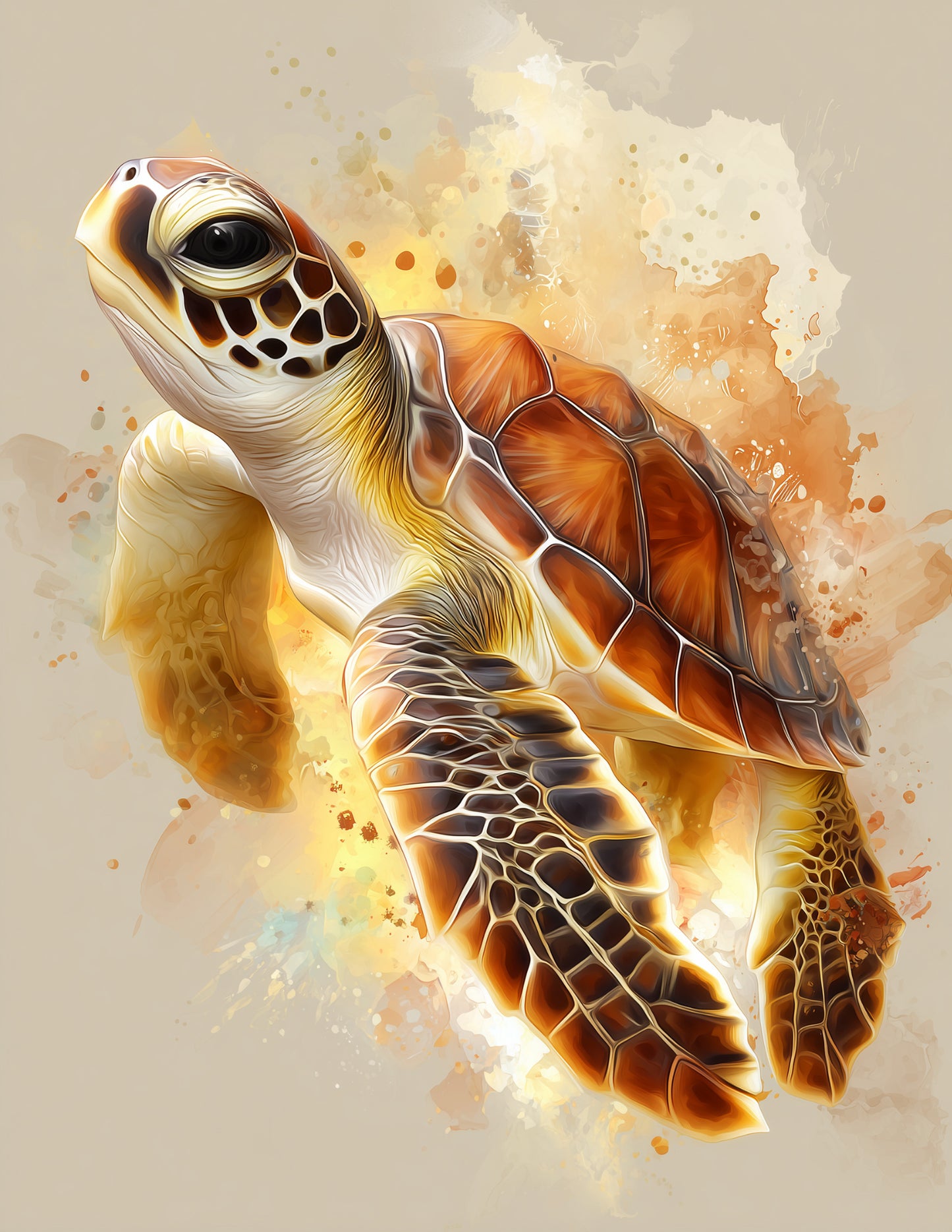 Sea Turtle — Nursery Art, Gentle Gradients Digital Wall Art, 3 Sizes Included, Nursery Decor