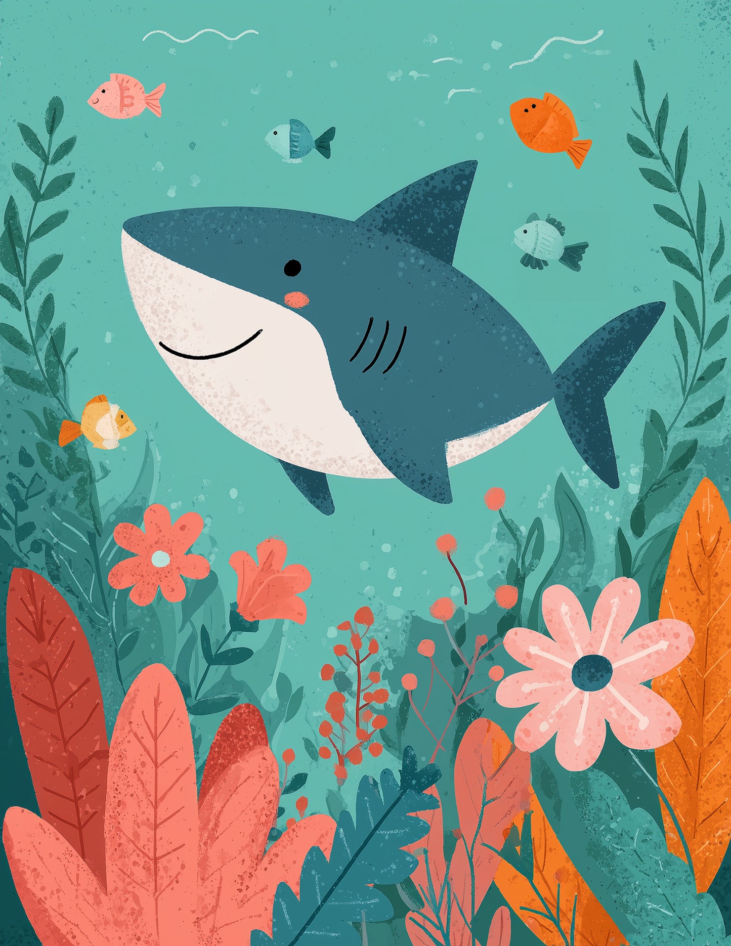 Shark — Nursery Art, Soft Pastels Digital Wall Art, 3 Sizes Included, Nursery Decor