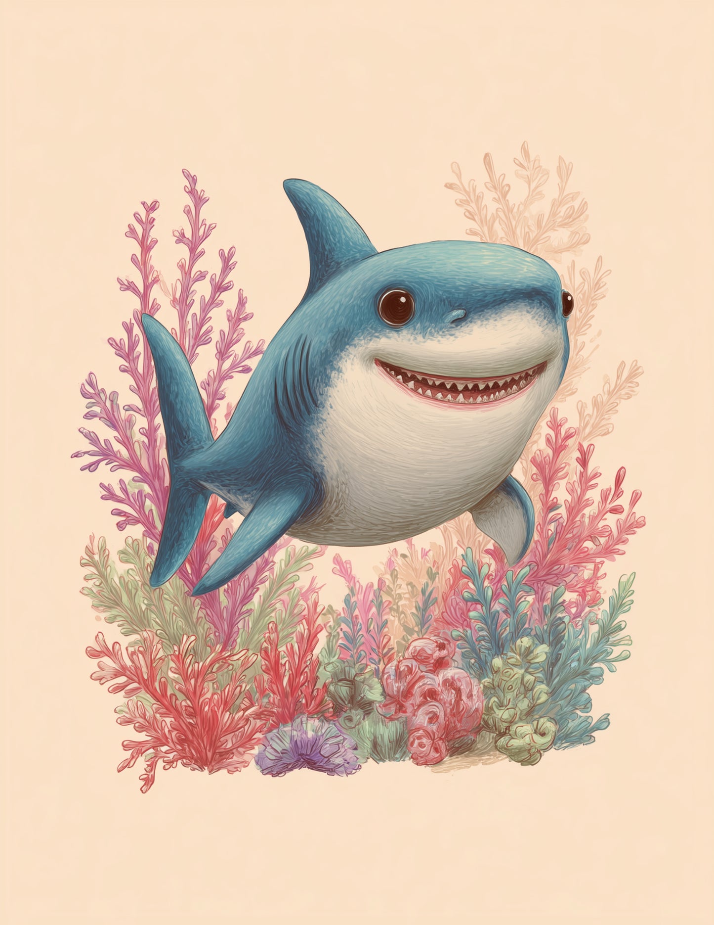 Shark — Nursery Art, Gentle Colors Digital Wall Art, 3 Sizes Included, Nursery Decor