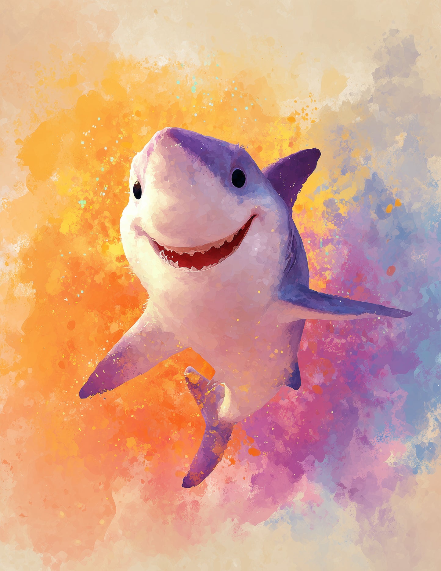 Shark — Nursery Art, Happy Tones Digital Wall Art, 3 Sizes Included, Nursery Decor