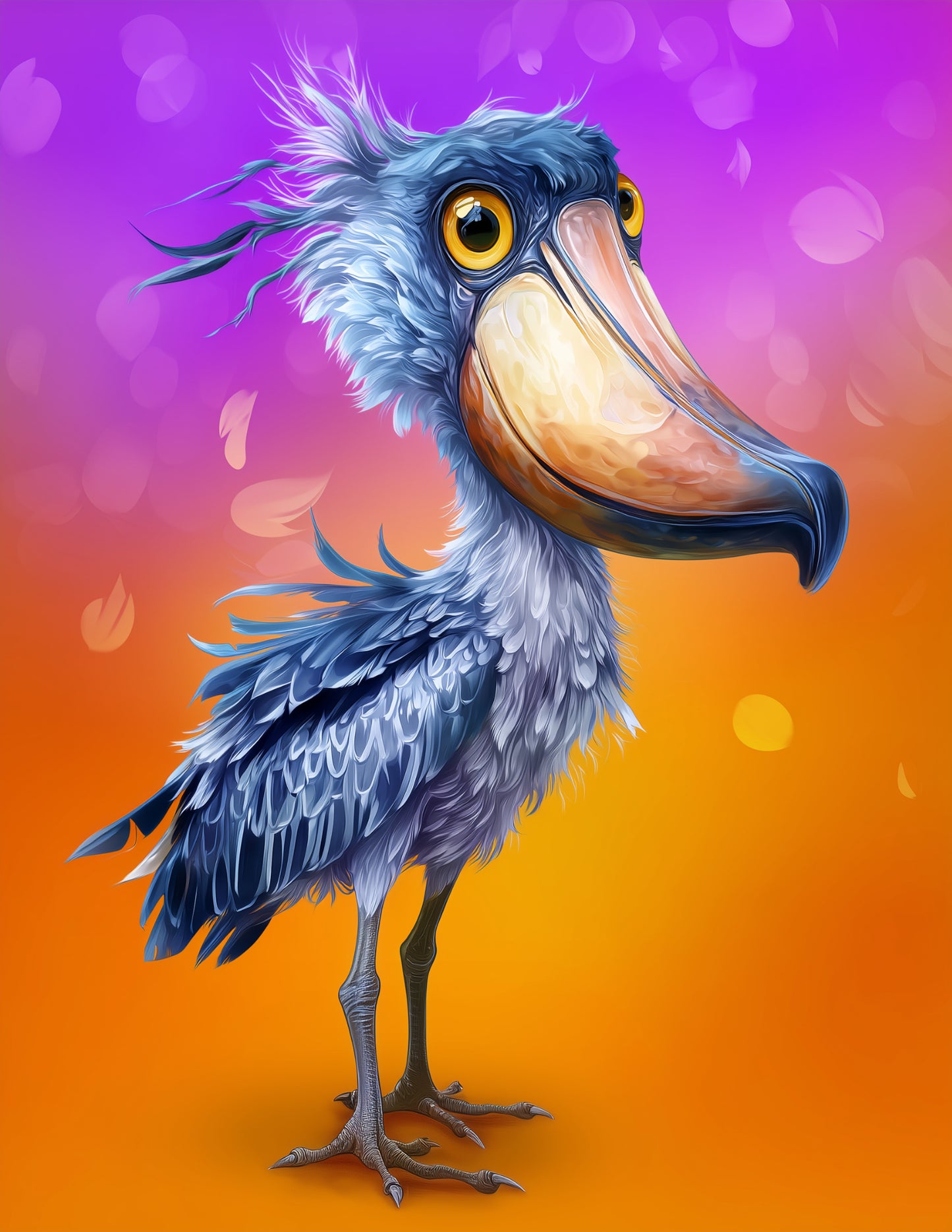Shoebill Stork — Cute Cartoon Art, Dreamy Tones Digital Wall Art, 3 Sizes Included, Living Room Decor