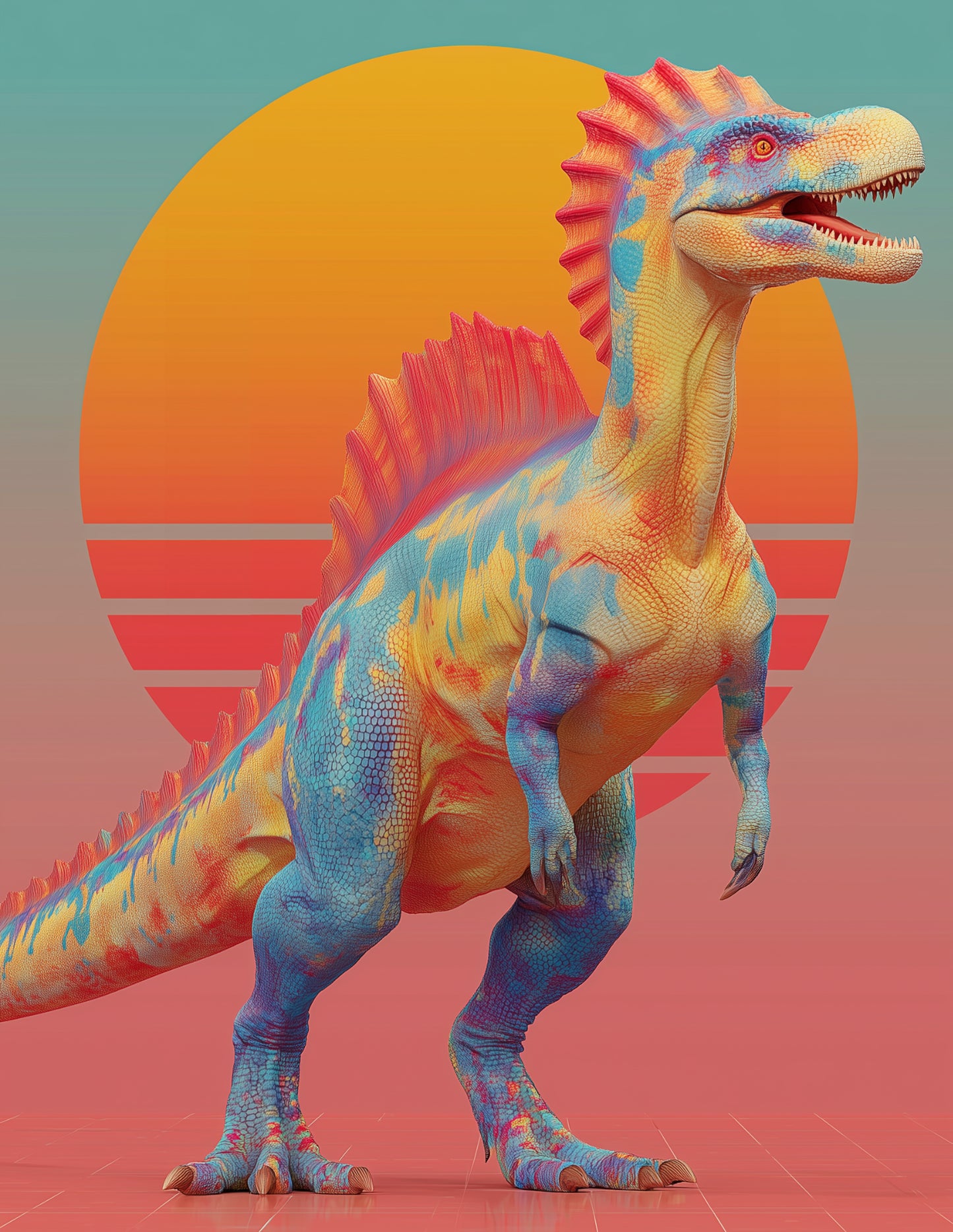 Spinosaurus — Pop Art, Bold Hues Digital Wall Art, 3 Sizes Included, Living Room Decor