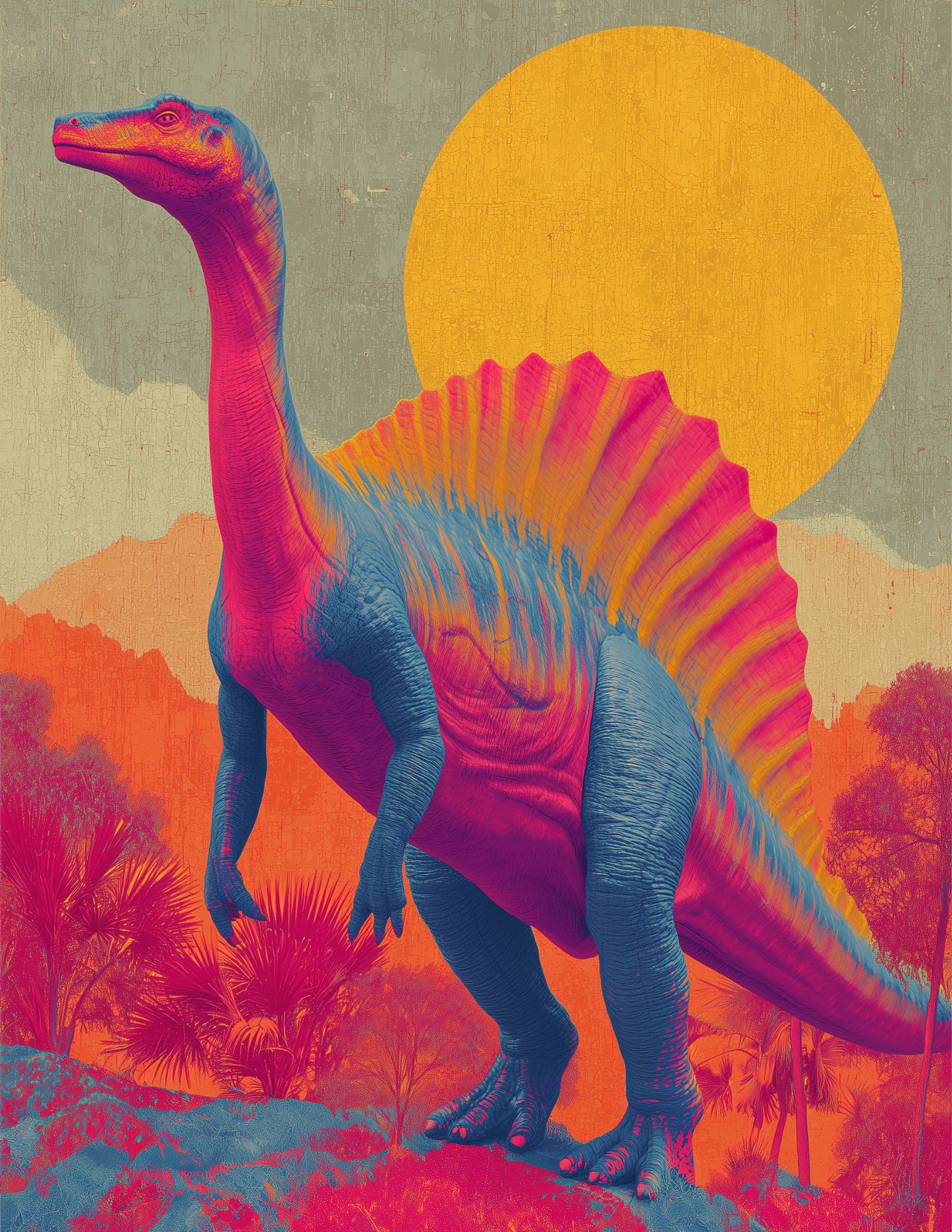 Spinosaurus — Pop Art, Soft Gradients Digital Wall Art, 3 Sizes Included, Living Room Decor
