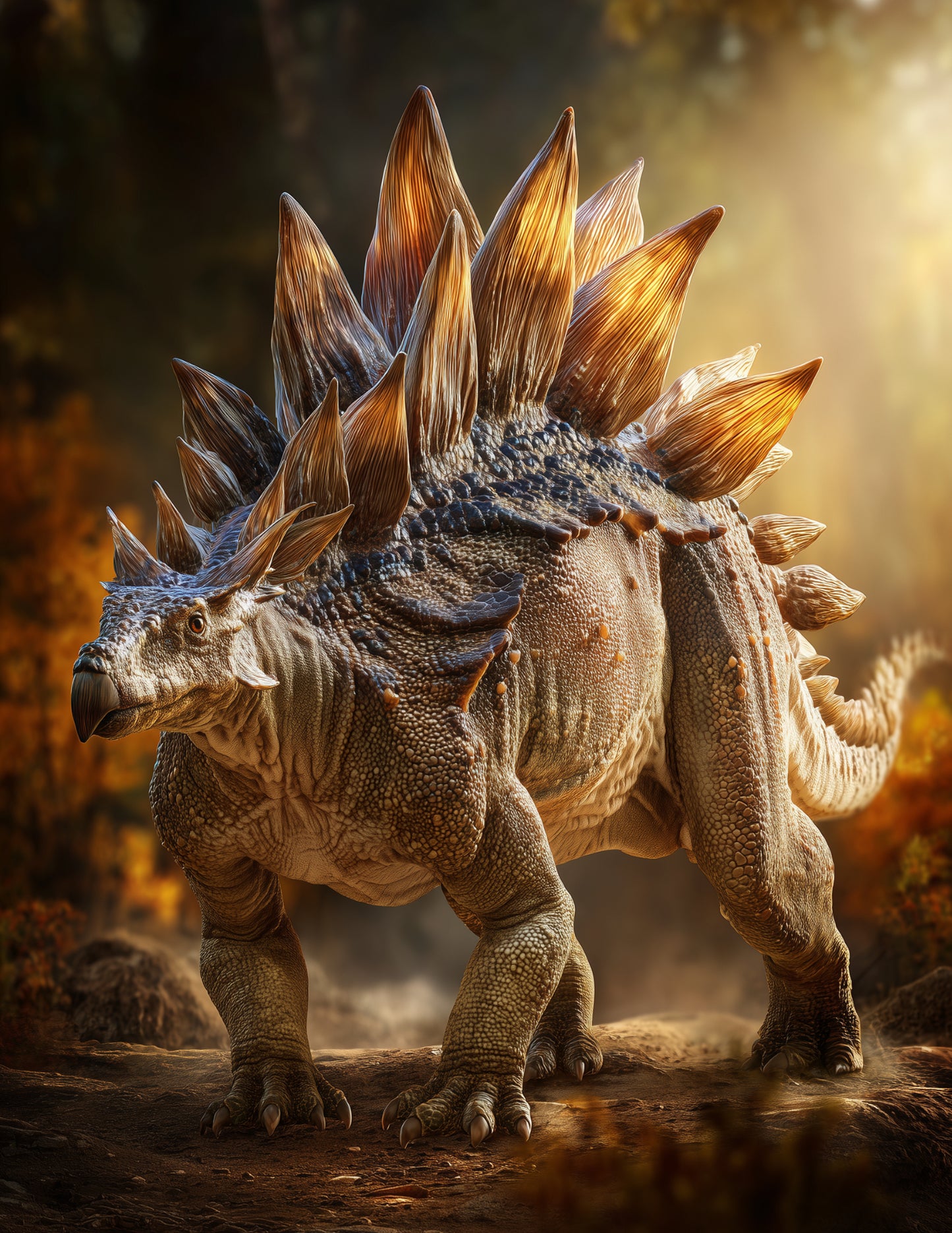 Stegosaurus — Realistic Art, Earth Tones Digital Wall Art, 3 Sizes Included, Living Room Decor