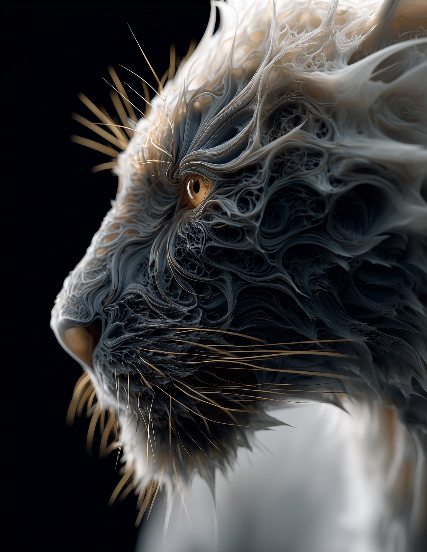 Tiger — Ferrofluid Art, Deep Tones Digital Wall Art, 3 Sizes Included, Living Room Decor