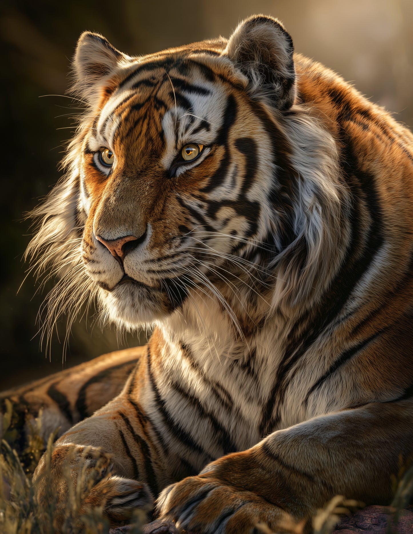 Tiger — Realistic Art, Soft Focus Digital Wall Art, 3 Sizes Included, Living Room Decor
