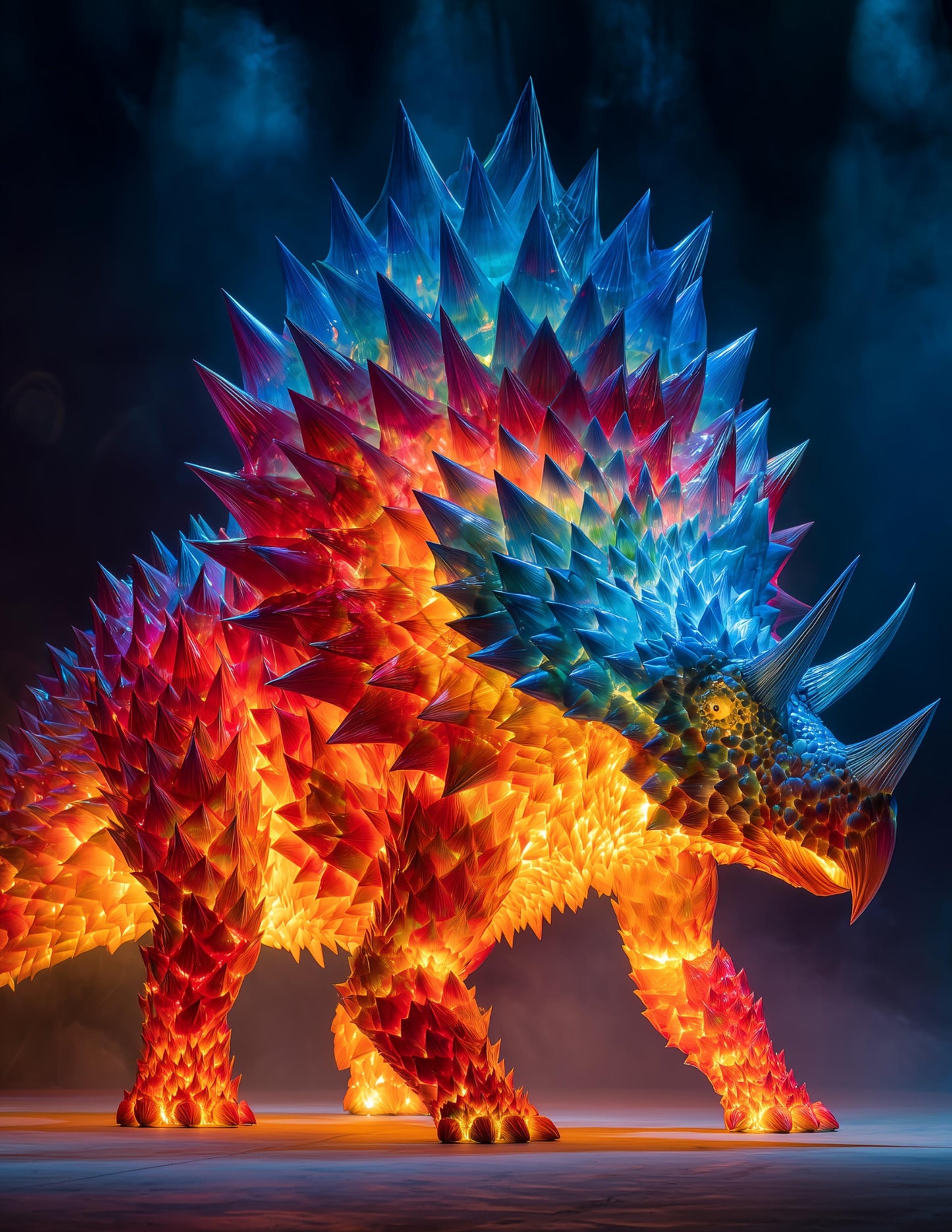 Triceratops — Ferrofluid Art, Sunset Glow Digital Wall Art, 3 Sizes Included, Living Room Decor