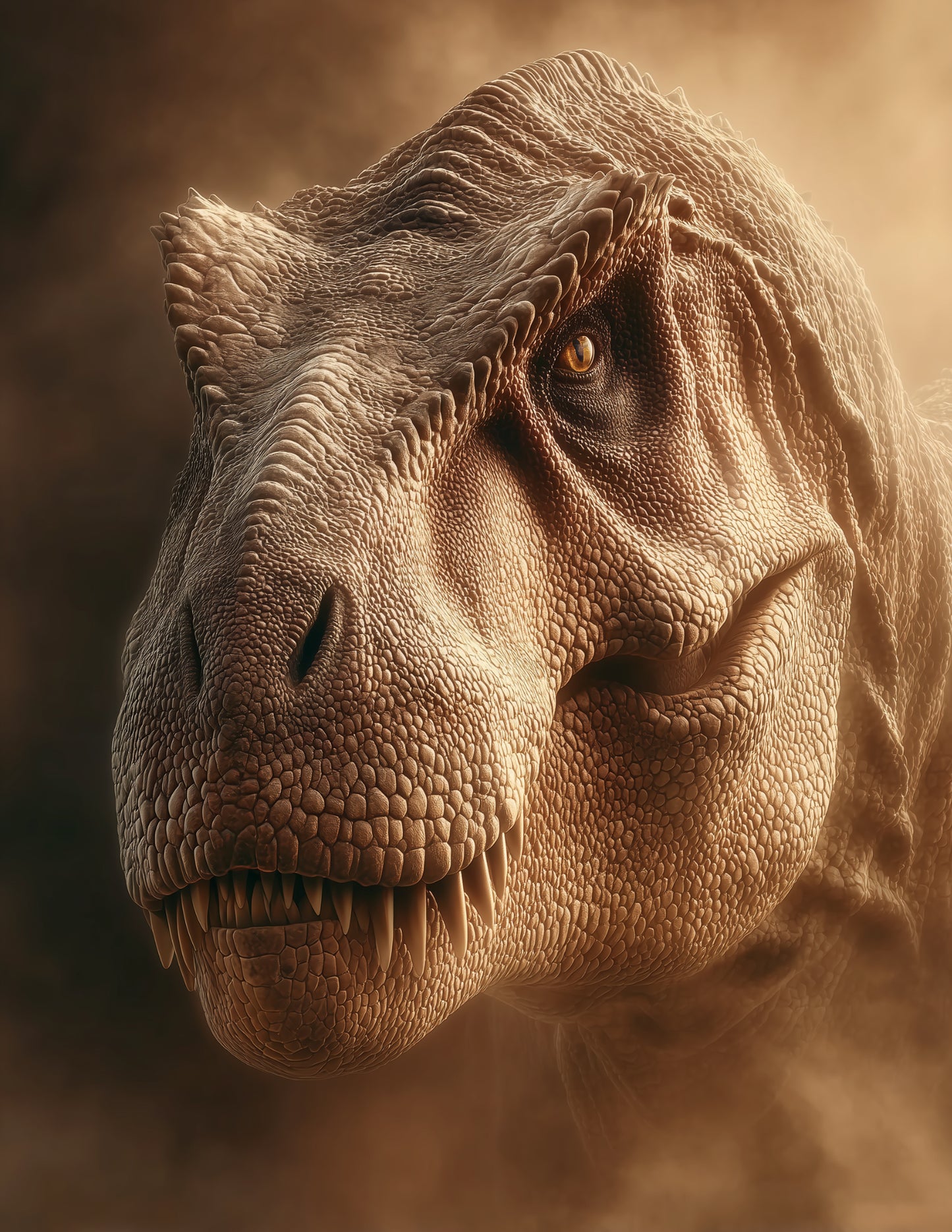 Tyrannosaurus Rex — Realistic Art, Earth Tones Digital Wall Art, 3 Sizes Included, Living Room Decor