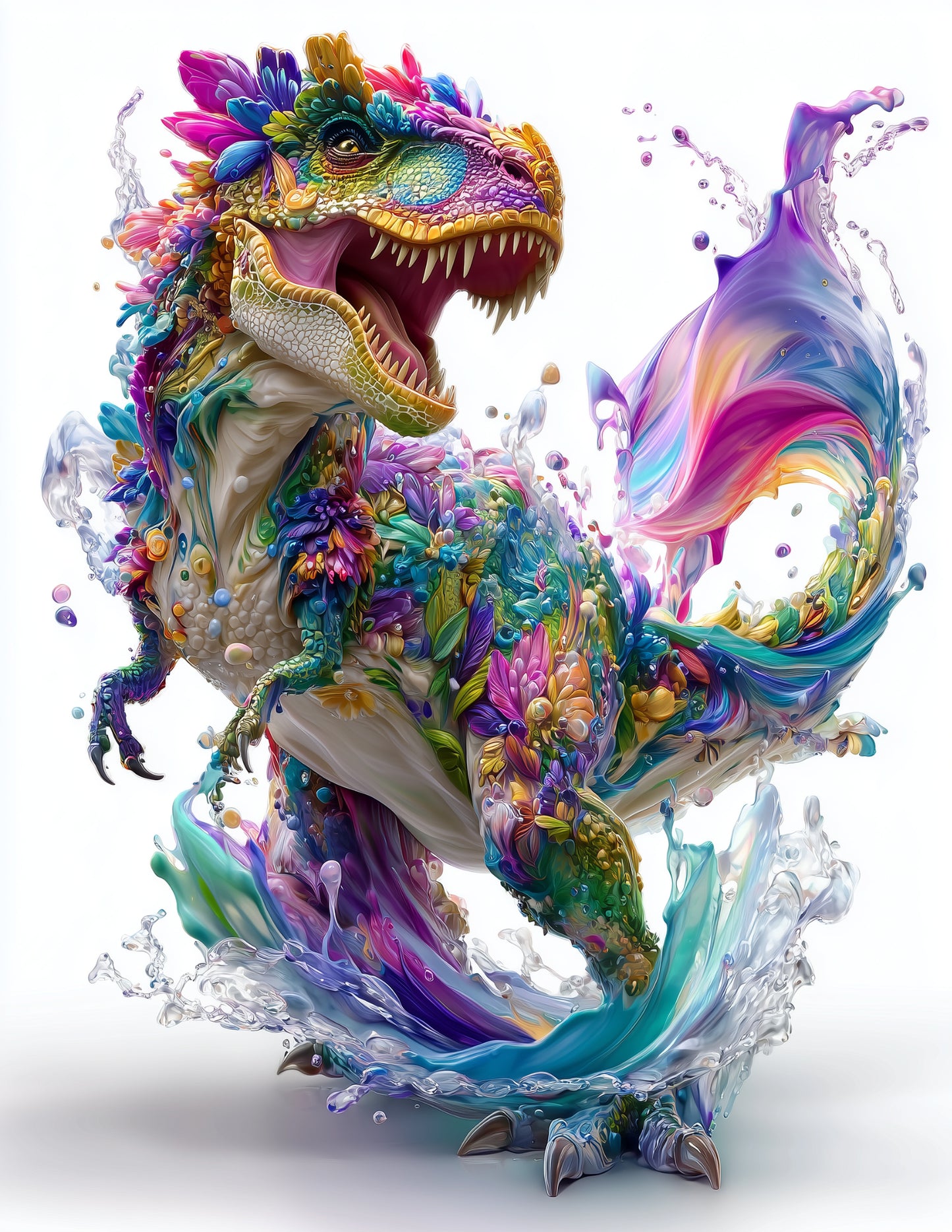 Tyrannosaurus Rex — Watercolor Art, Color Splash Digital Wall Art, 3 Sizes Included, Living Room Decor