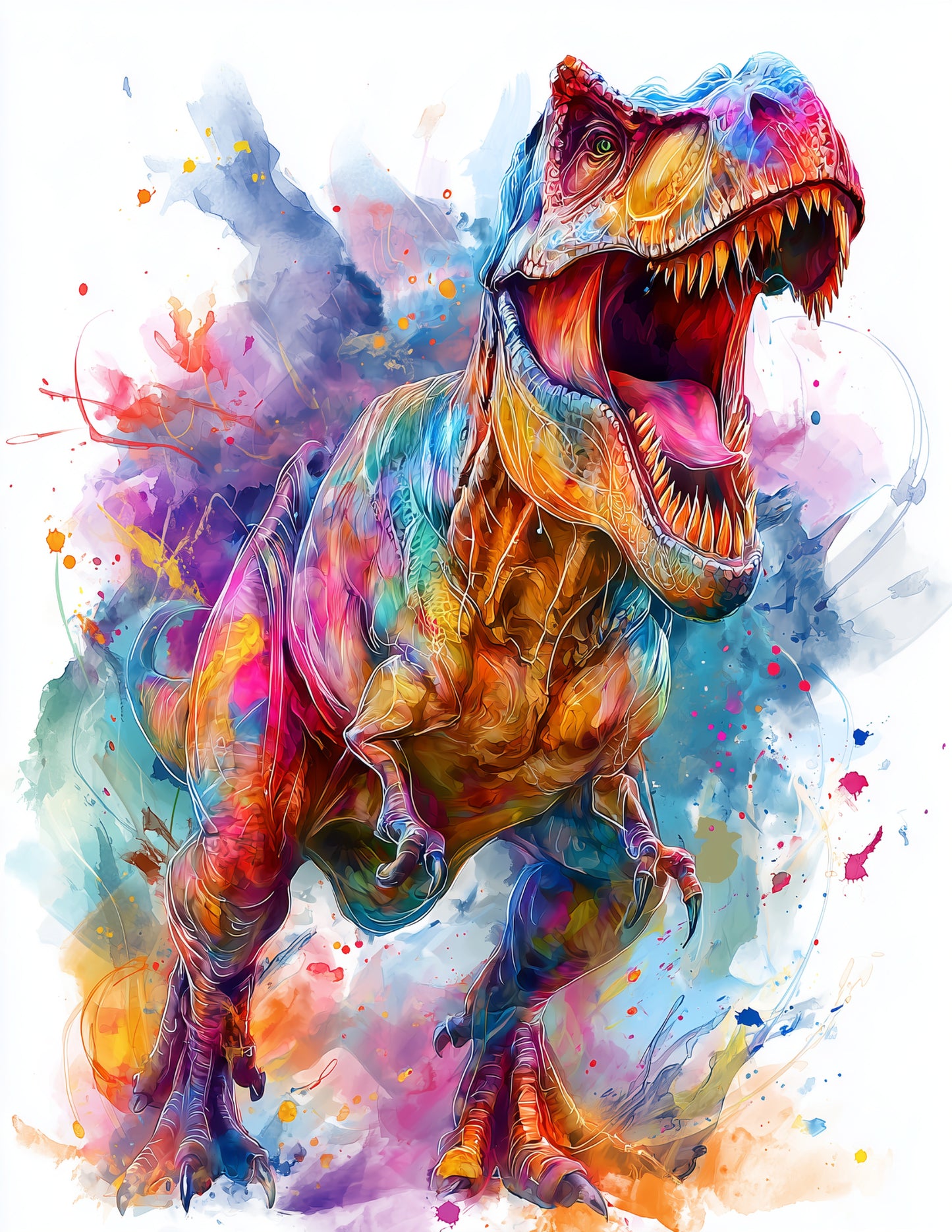 Tyrannosaurus Rex — Watercolor Art, Primal Energy Digital Wall Art, 3 Sizes Included, Living Room Decor