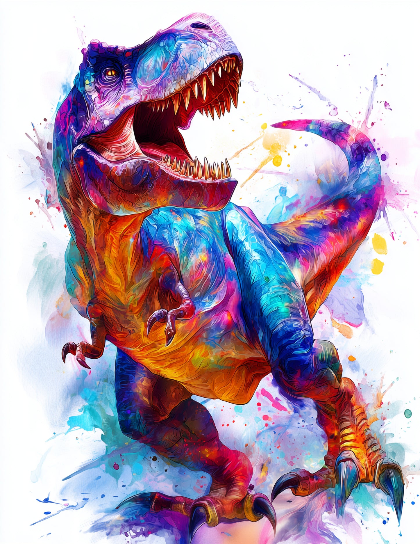 Tyrannosaurus Rex — Watercolor Art, Vivid Motion Digital Wall Art, 3 Sizes Included, Living Room Decor