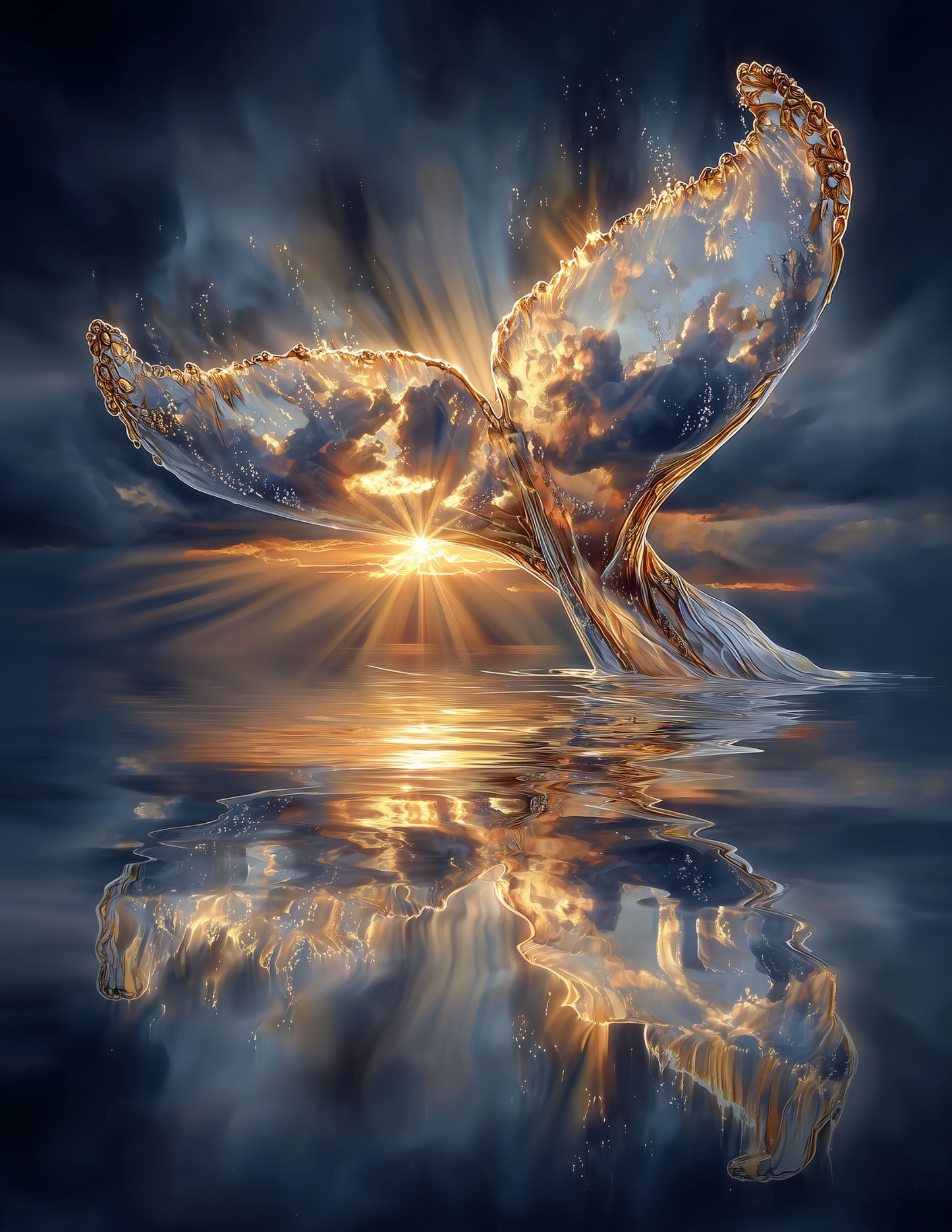 Whale — Double Exposure Art, Serene Hues Digital Wall Art, 3 Sizes Included, Living Room Decor