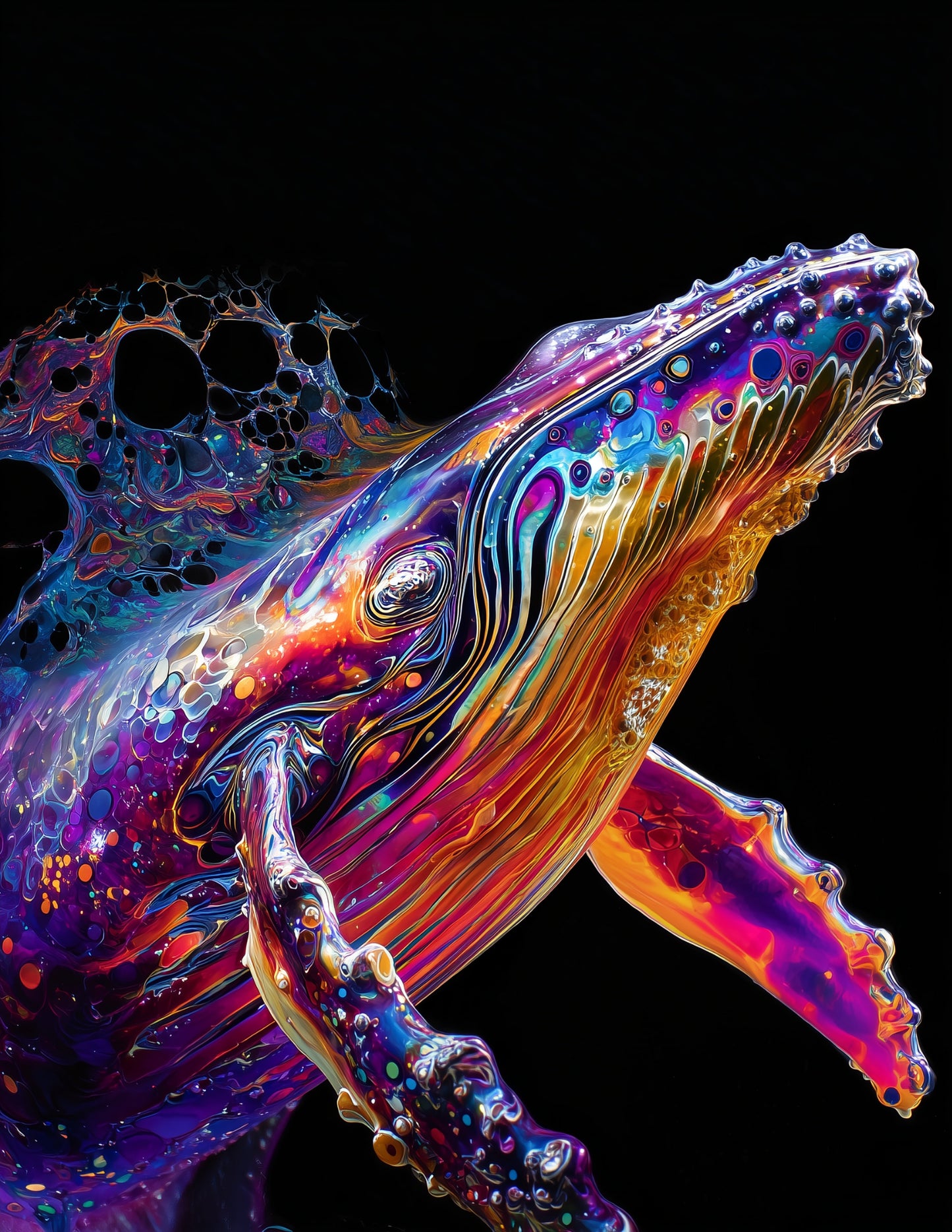 Whale — Ferrofluid Art, Layered Hues Digital Wall Art, 3 Sizes Included, Living Room Decor