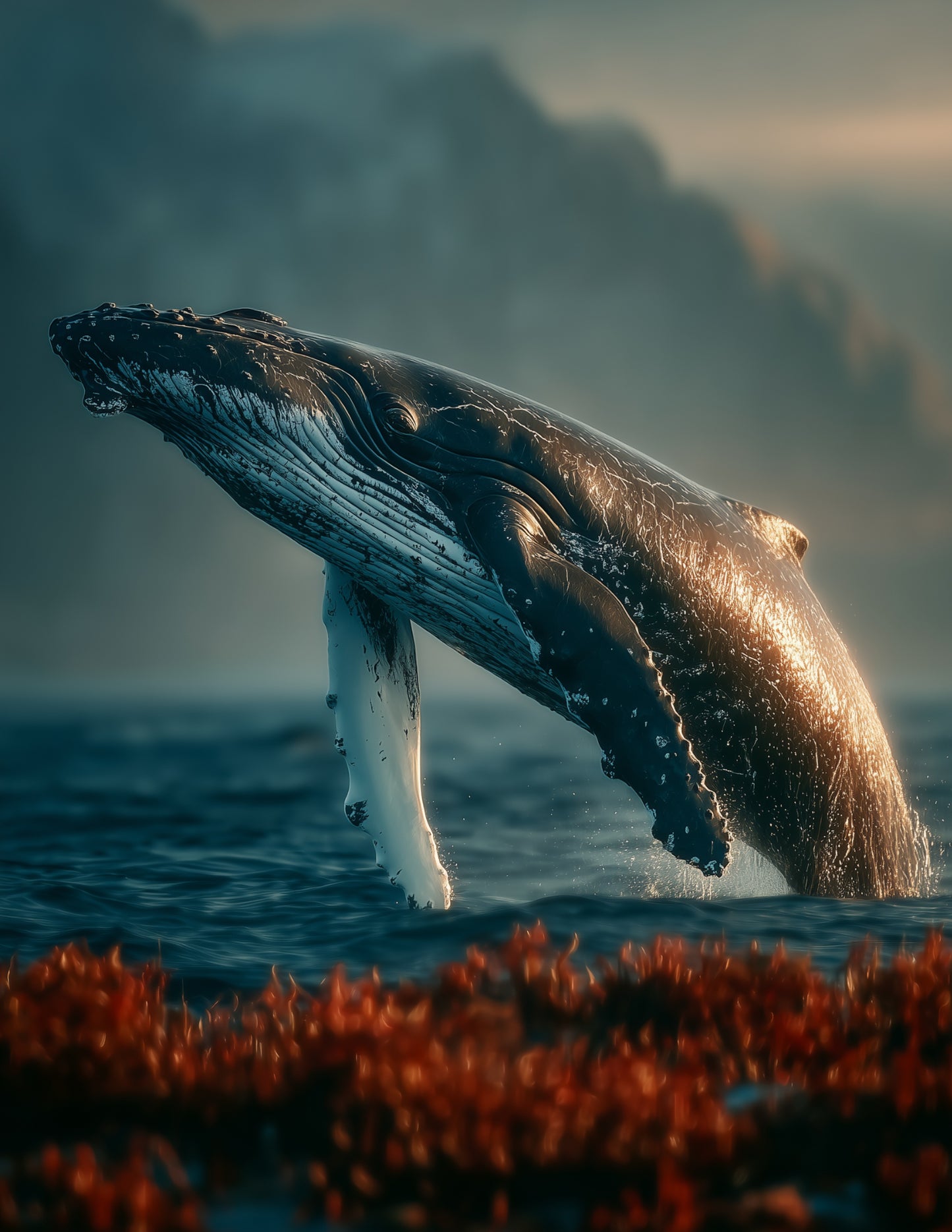 Whale — Realistic Art, Deep Blue Digital Wall Art, 3 Sizes Included, Living Room Decor