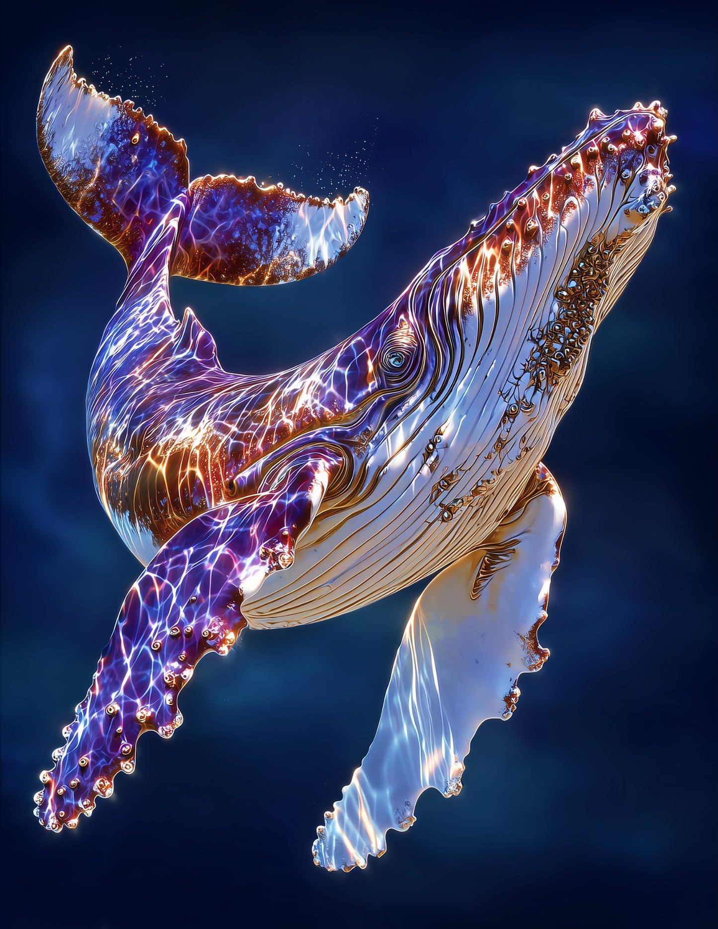 Whale — Realistic Art, Dusk Waves Digital Wall Art, 3 Sizes Included, Living Room Decor