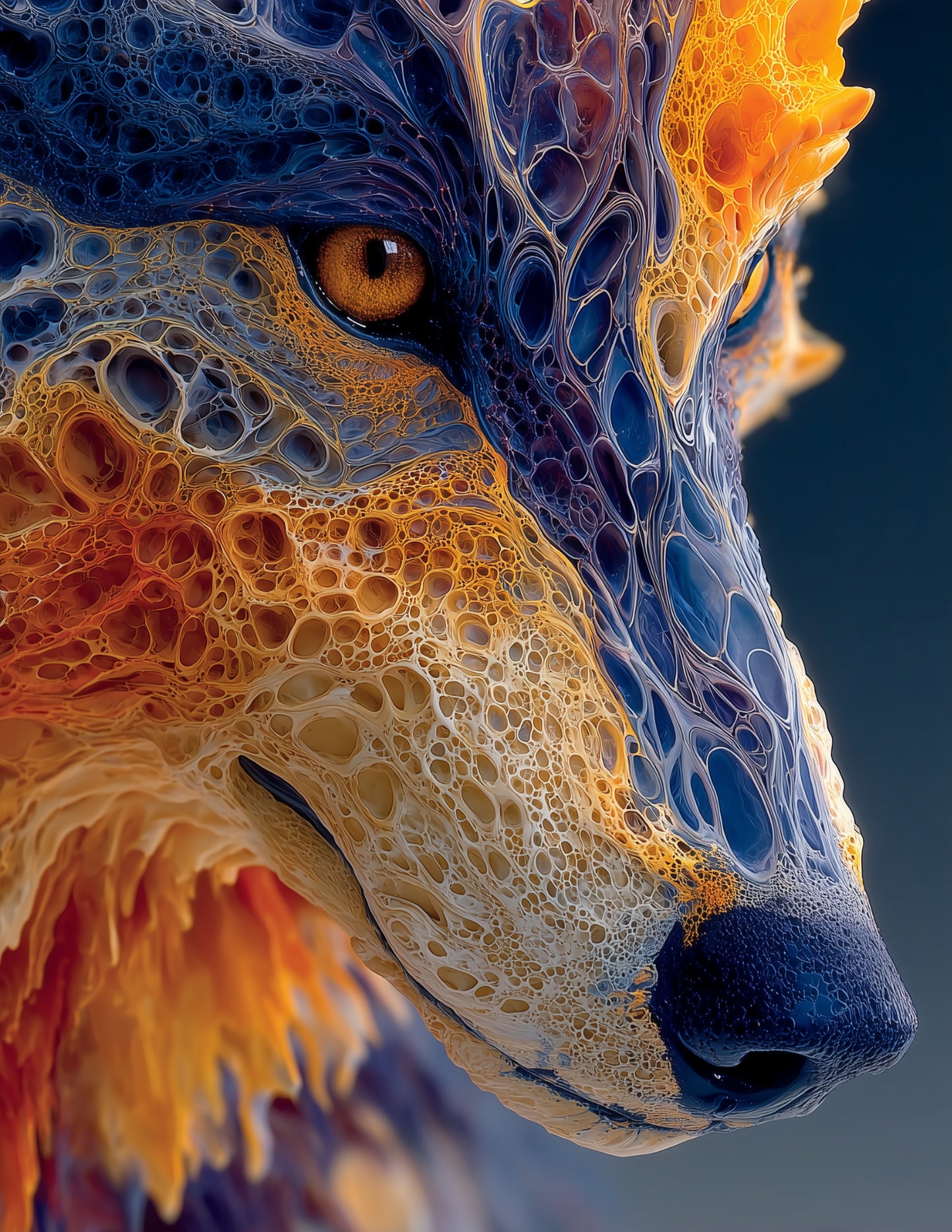 Wolf — Ferrofluid Art, Vivid Gradients Digital Wall Art, 3 Sizes Included, Living Room Decor