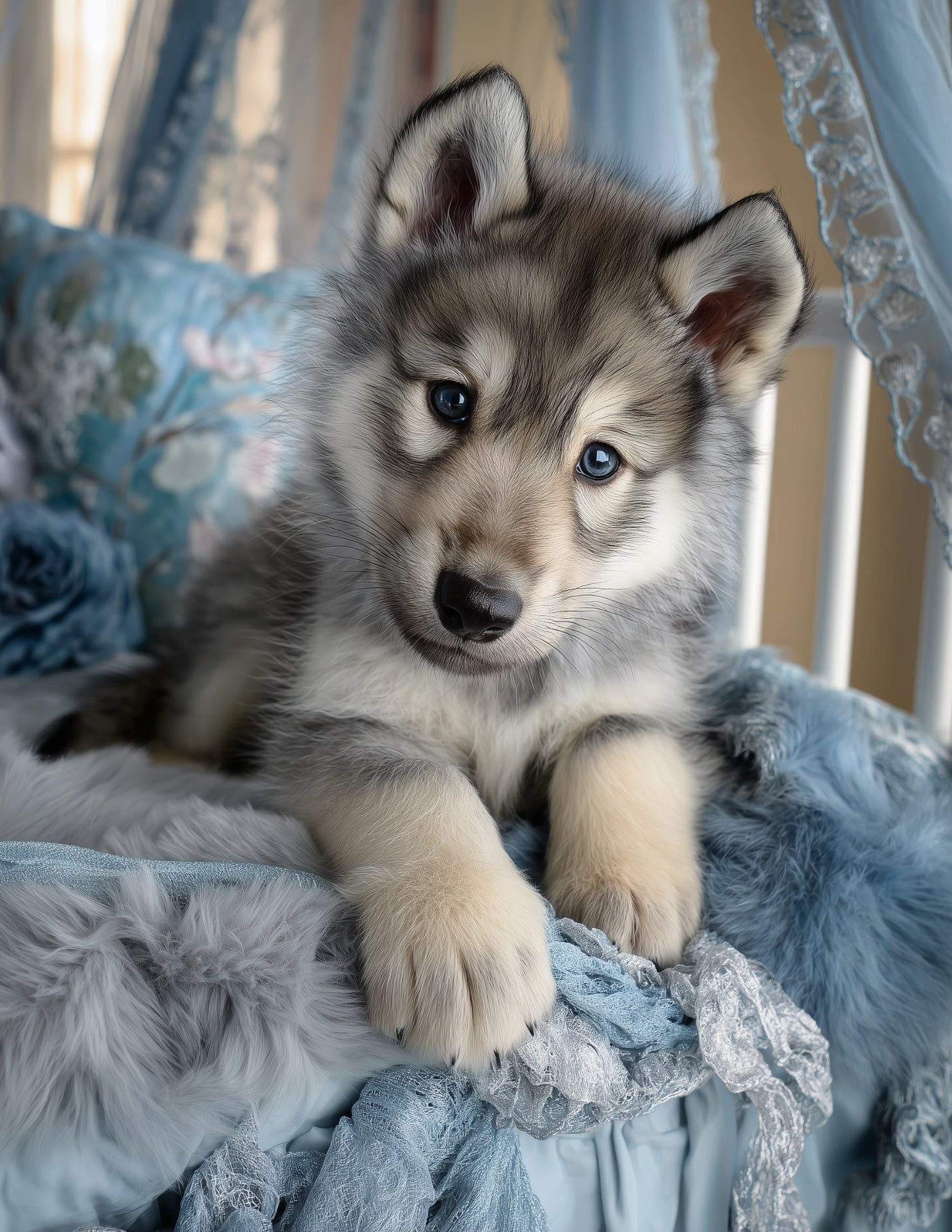 Wolf — Nursery Art, Gentle Bloom Digital Wall Art, 3 Sizes Included, Nursery Decor