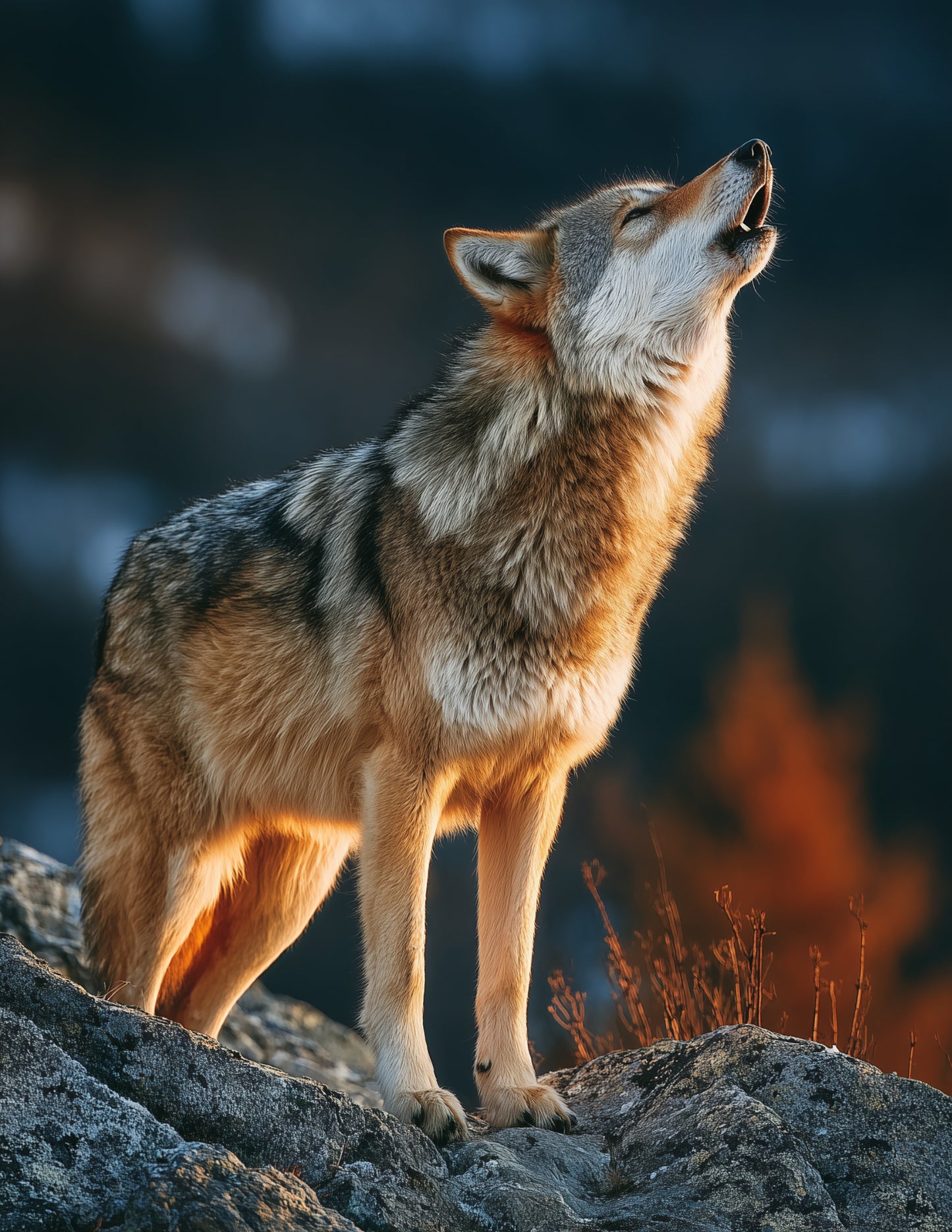 Wolf — Realistic Art, Warm Contrast Digital Wall Art, 3 Sizes Included, Living Room Decor