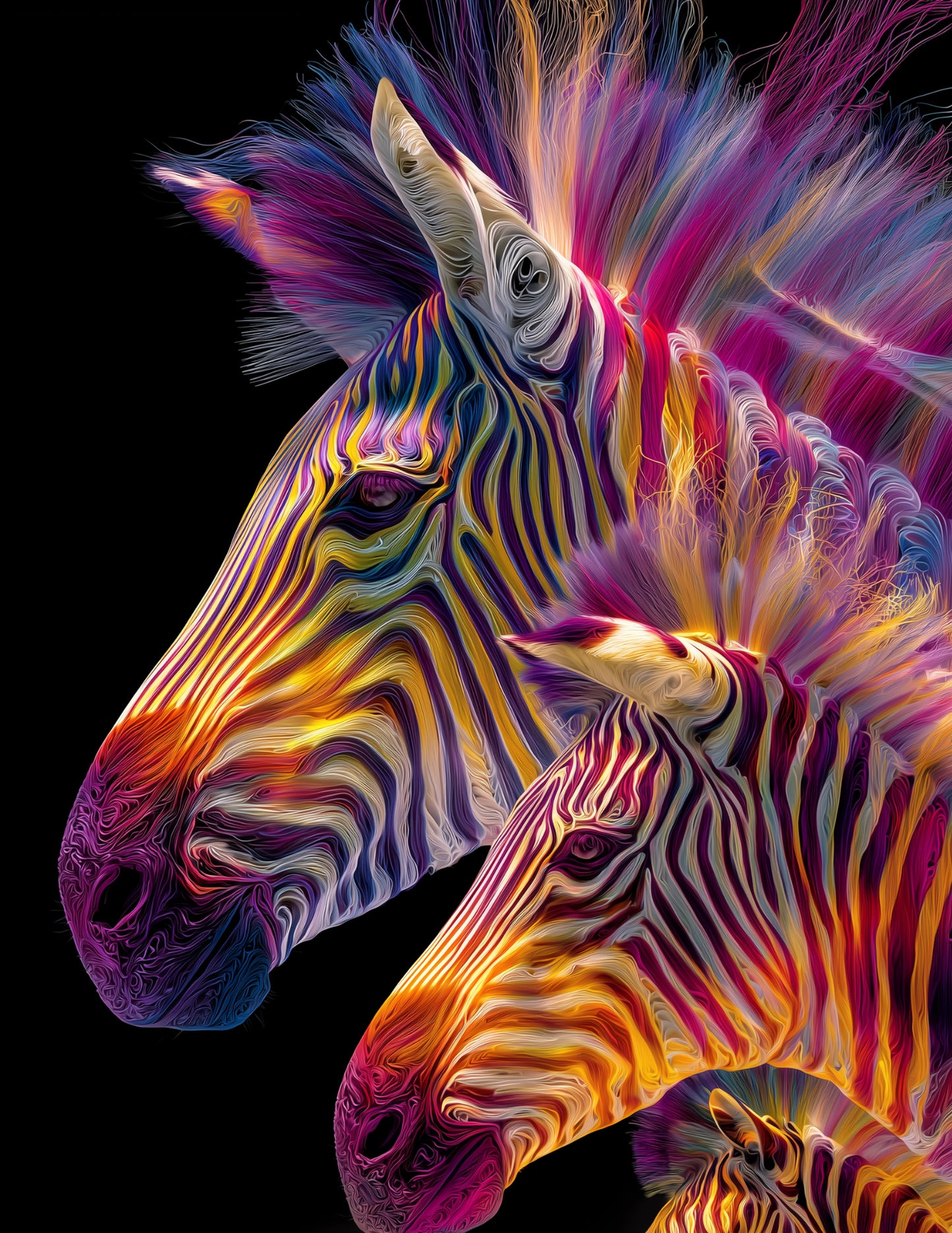 Zebra — Chromatic Filament Herd Art, Serene Hues Digital Wall Art, 3 Sizes Included, Living Room Decor