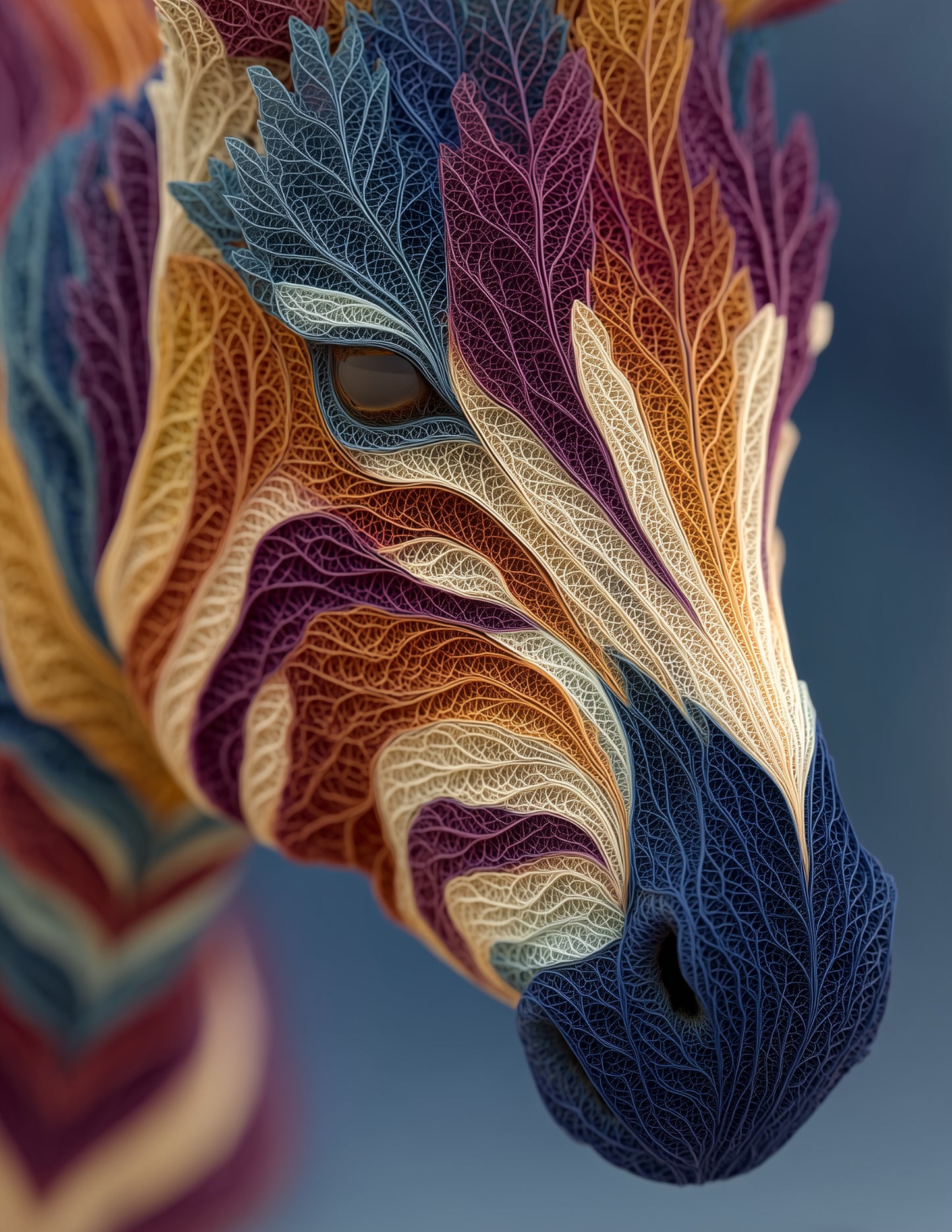 Zebra — Fractal Filigree Art, Subtle Transitions Digital Wall Art, 3 Sizes Included, Living Room Decor