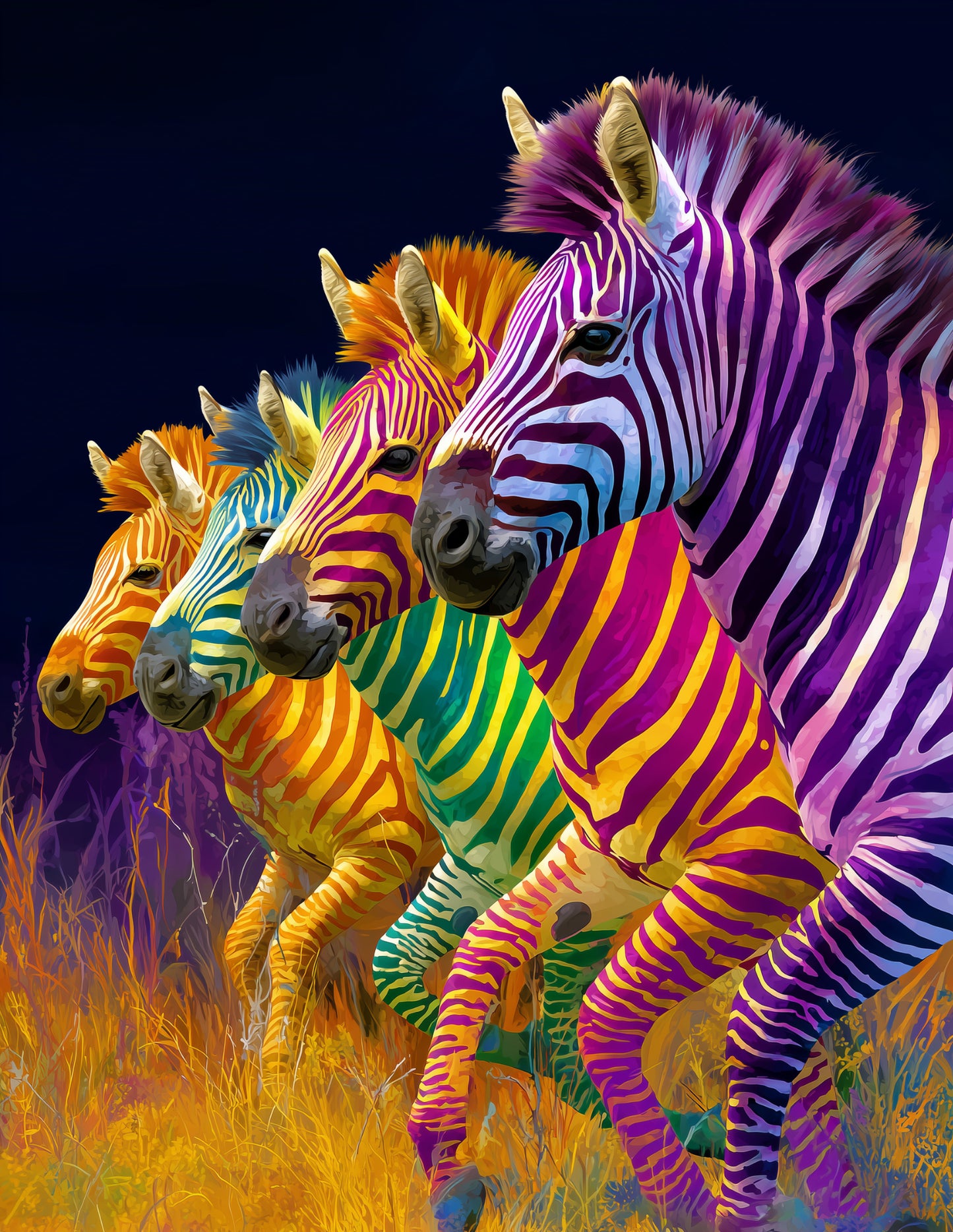 Zebra — Pop Art herd Art, Forest Tones Digital Wall Art, 3 Sizes Included, Living Room Decor