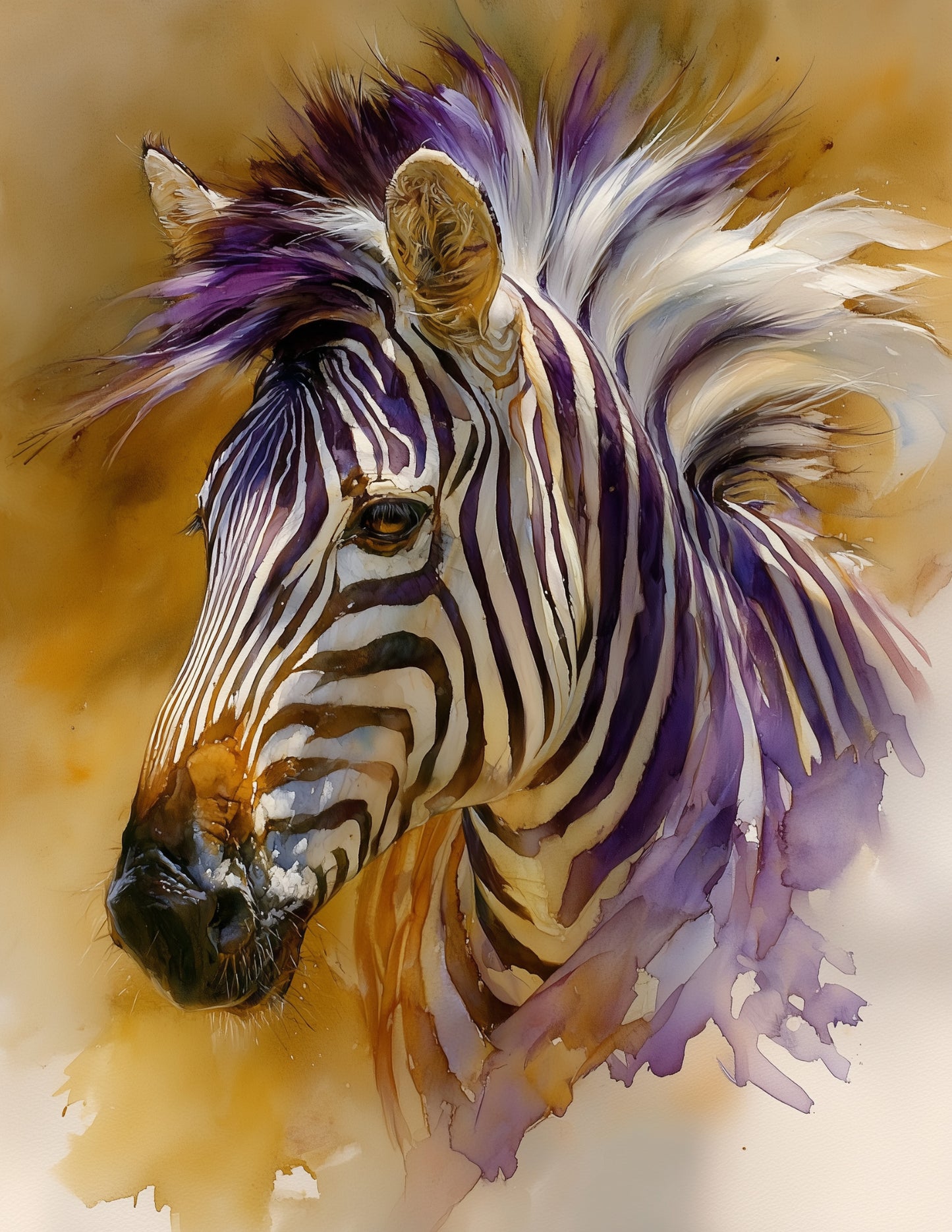 Zebra — Watercolor Art, Serene Palette Digital Wall Art, 3 Sizes Included, Living Room Decor