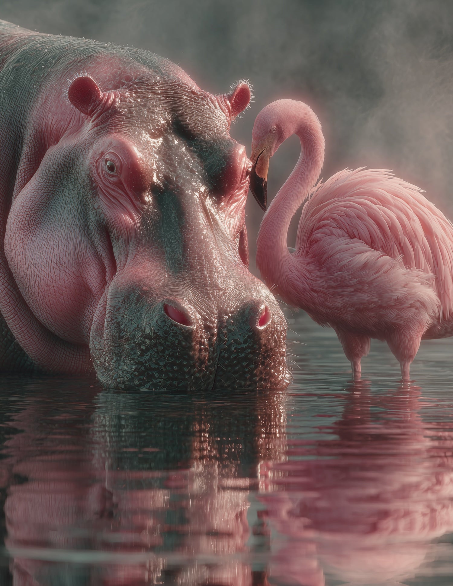 Flamingo & Hippo