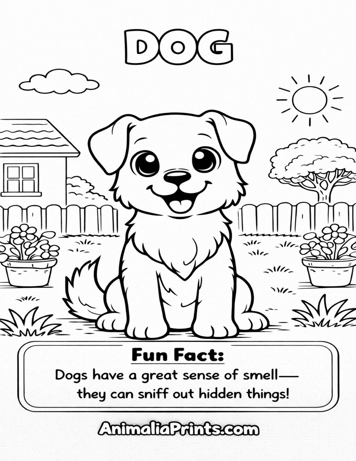 Cute Dog — Free Coloring Page