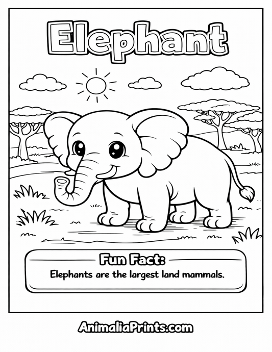 Cute Elephant — Free Coloring Page