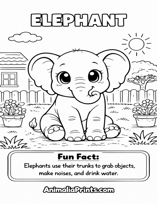 Cute Elephant — Free Coloring Page