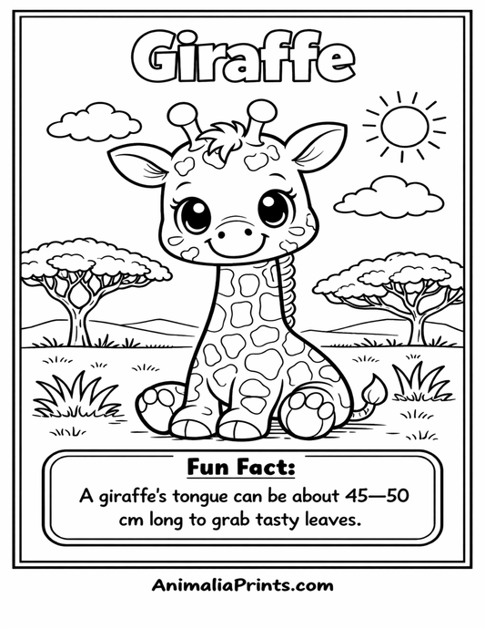 Cute Giraffe — Free Coloring Page