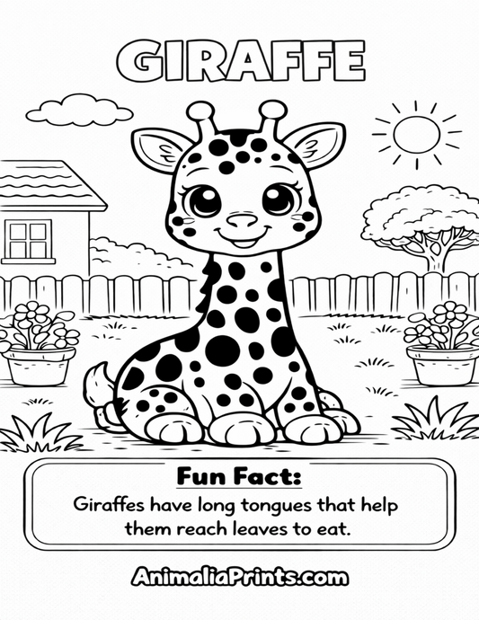 Cute Giraffe — Free Coloring Page