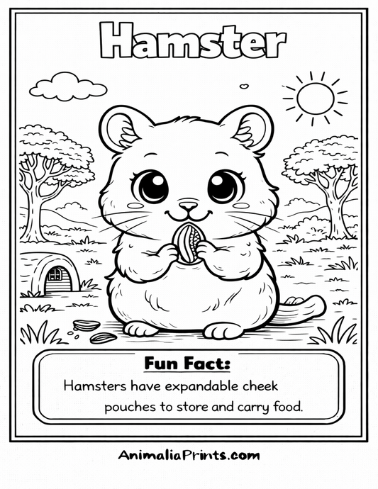 Cute Hamster — Free Coloring Page