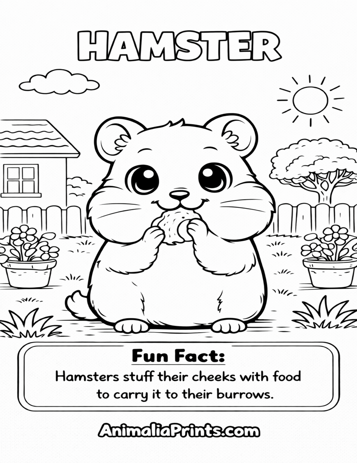 Cute Hamster — Free Coloring Page