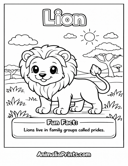 Cute Lion — Free Coloring Page