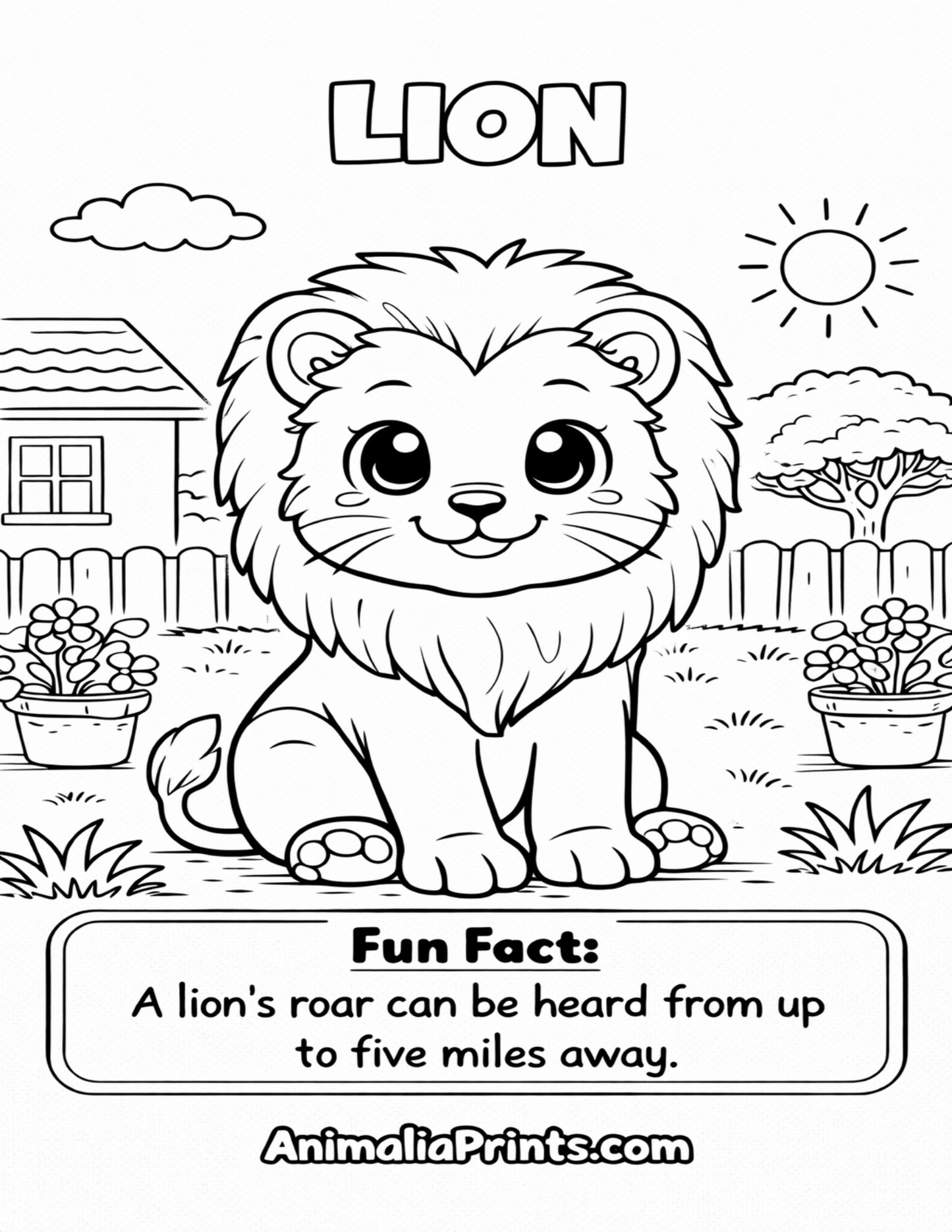 Cute Lion — Free Coloring Page