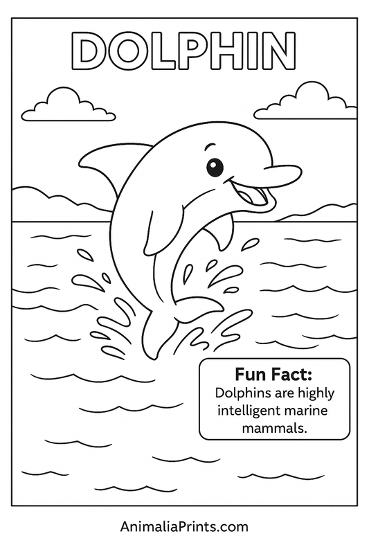 Cute Dolphin — Free Coloring Page