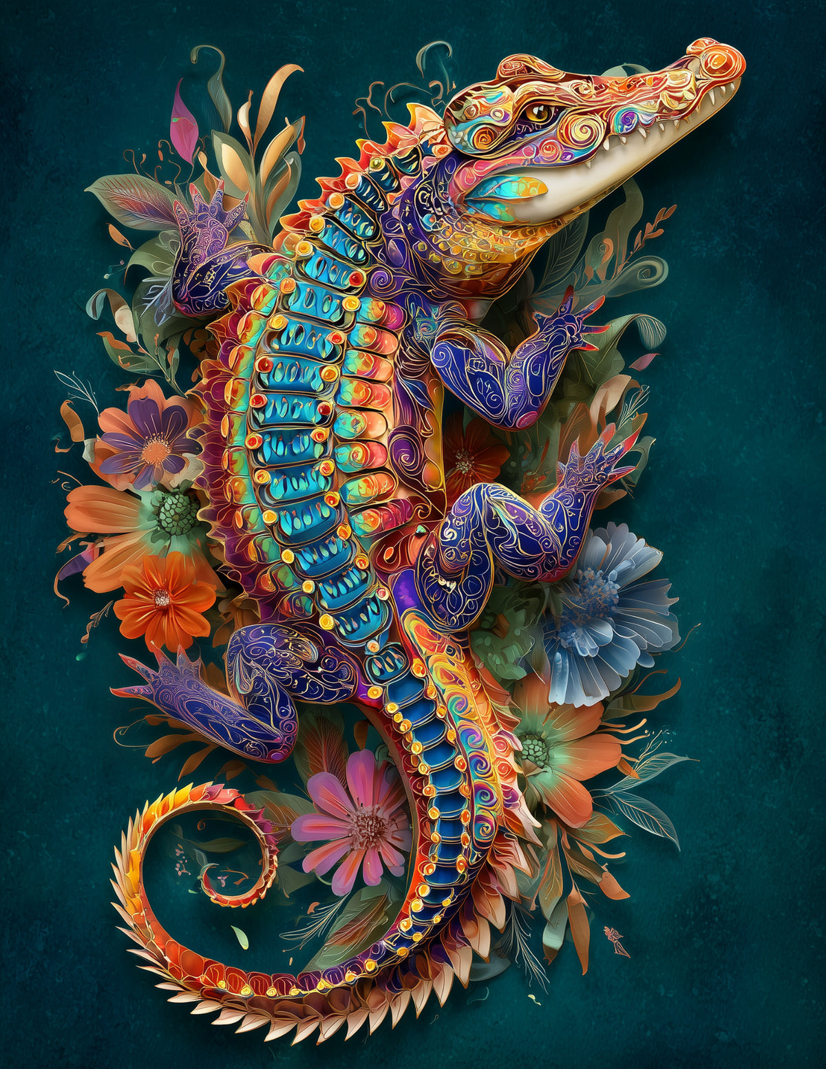 Alligator — Boho Art, Calm Gradients Digital Wall Art, 3 Sizes Included, Living Room Decor