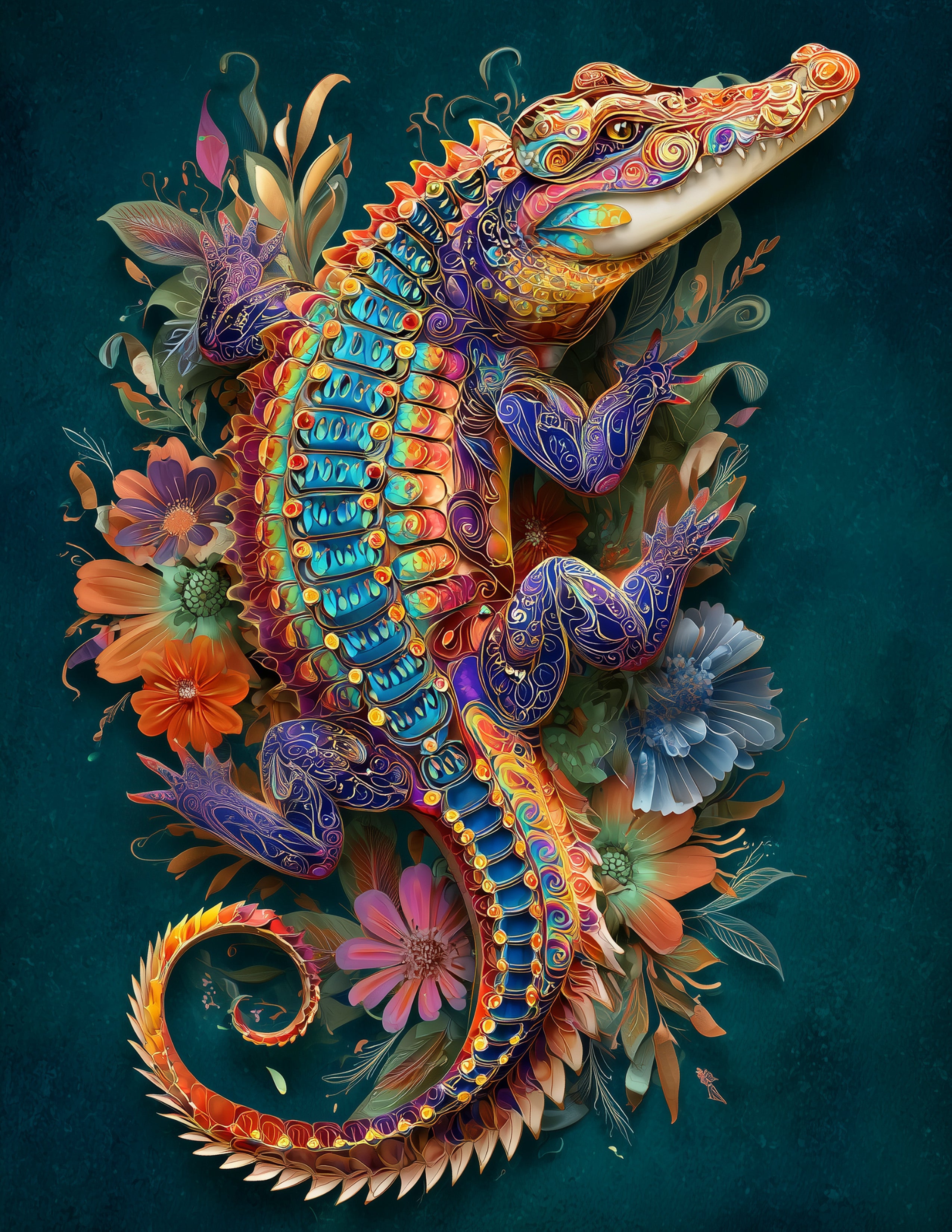 Alligator — Boho Art, Calm Gradients Digital Wall Art, 3 Sizes Included, Living Room Decor