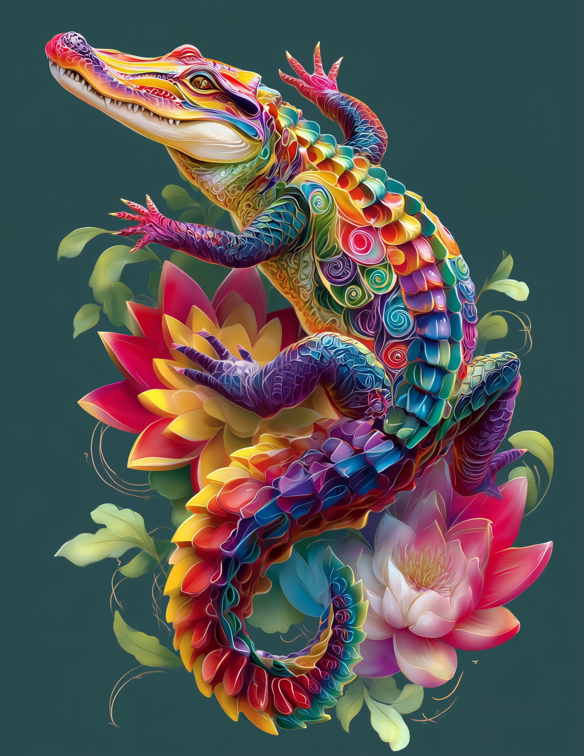 Alligator — Boho Art, Earthy Palette Digital Wall Art, 3 Sizes Included, Living Room Decor