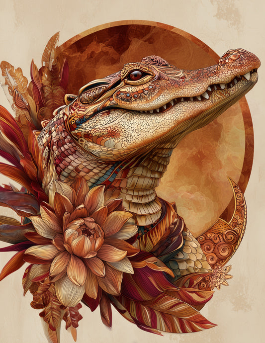 Alligator — Boho Art, Soft Gradients Digital Wall Art, 3 Sizes Included, Living Room Decor