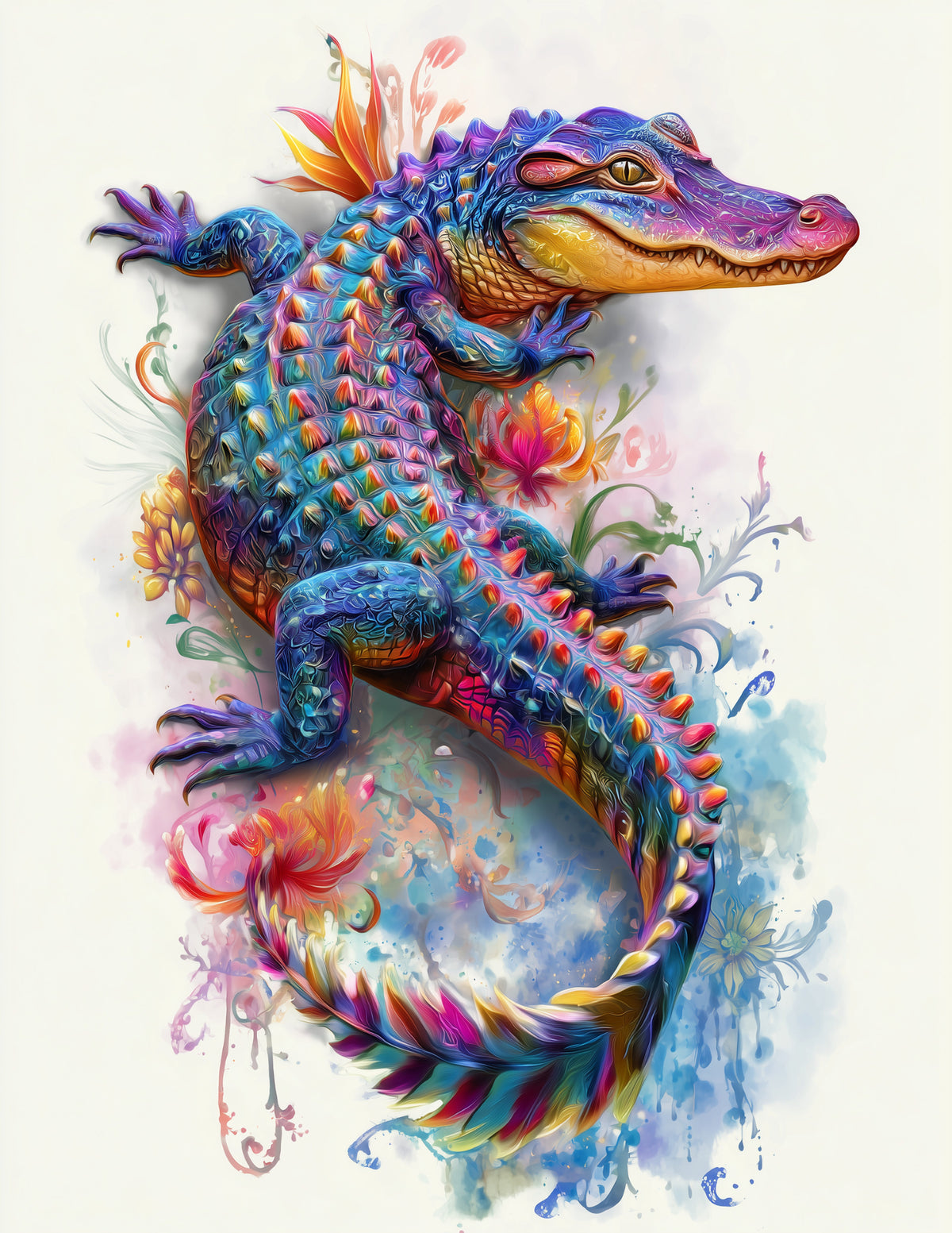 Alligator — Boho Art, Soft Hues Digital Wall Art, 3 Sizes Included, Living Room Decor