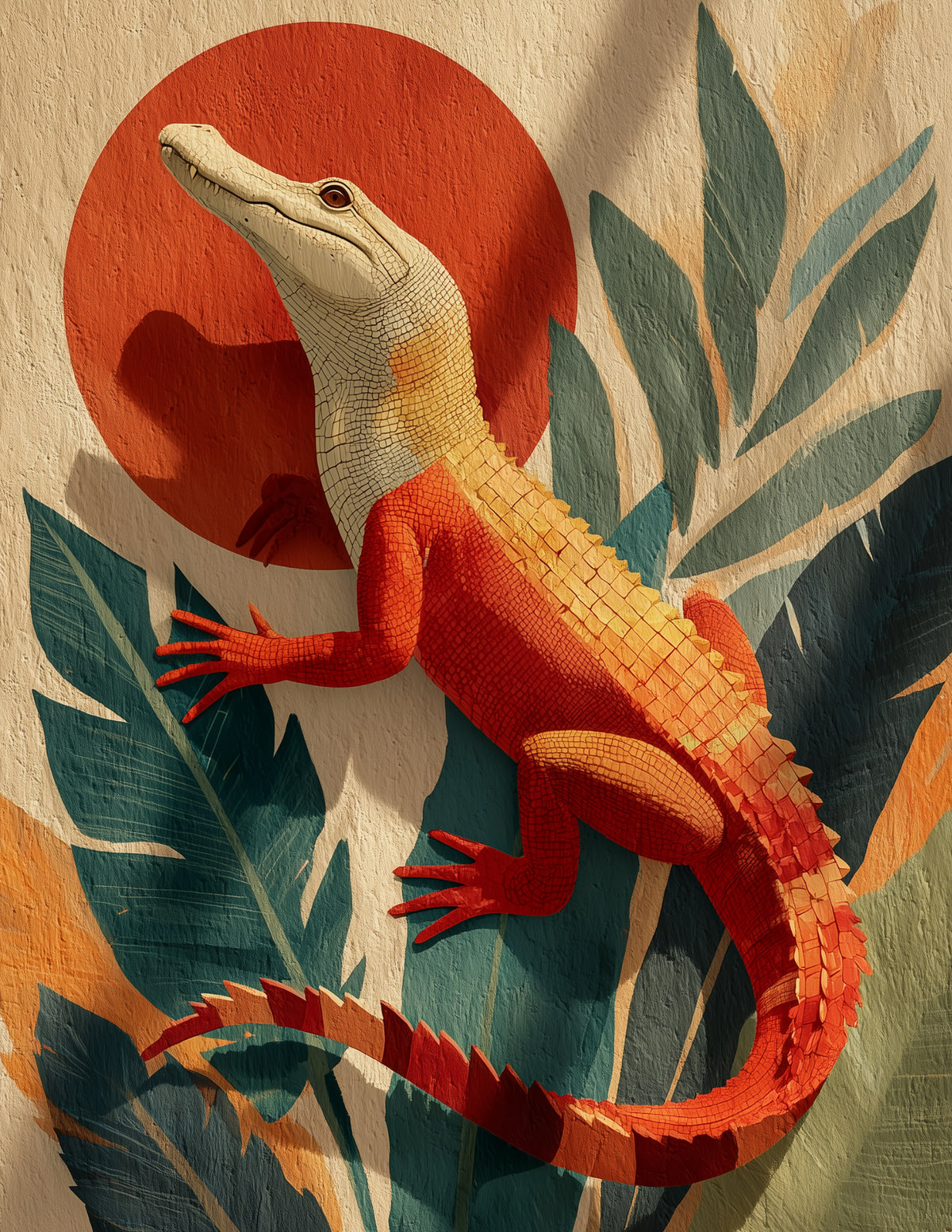 Alligator — Boho Art, Sunset Tones Digital Wall Art, 3 Sizes Included, Living Room Decor