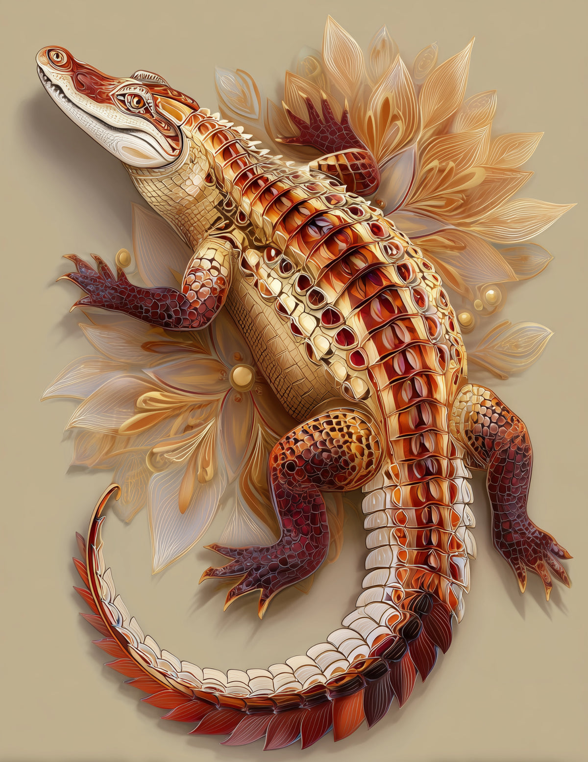 Alligator — Boho Art, Vibrant Palette Digital Wall Art, 3 Sizes Included, Living Room Decor