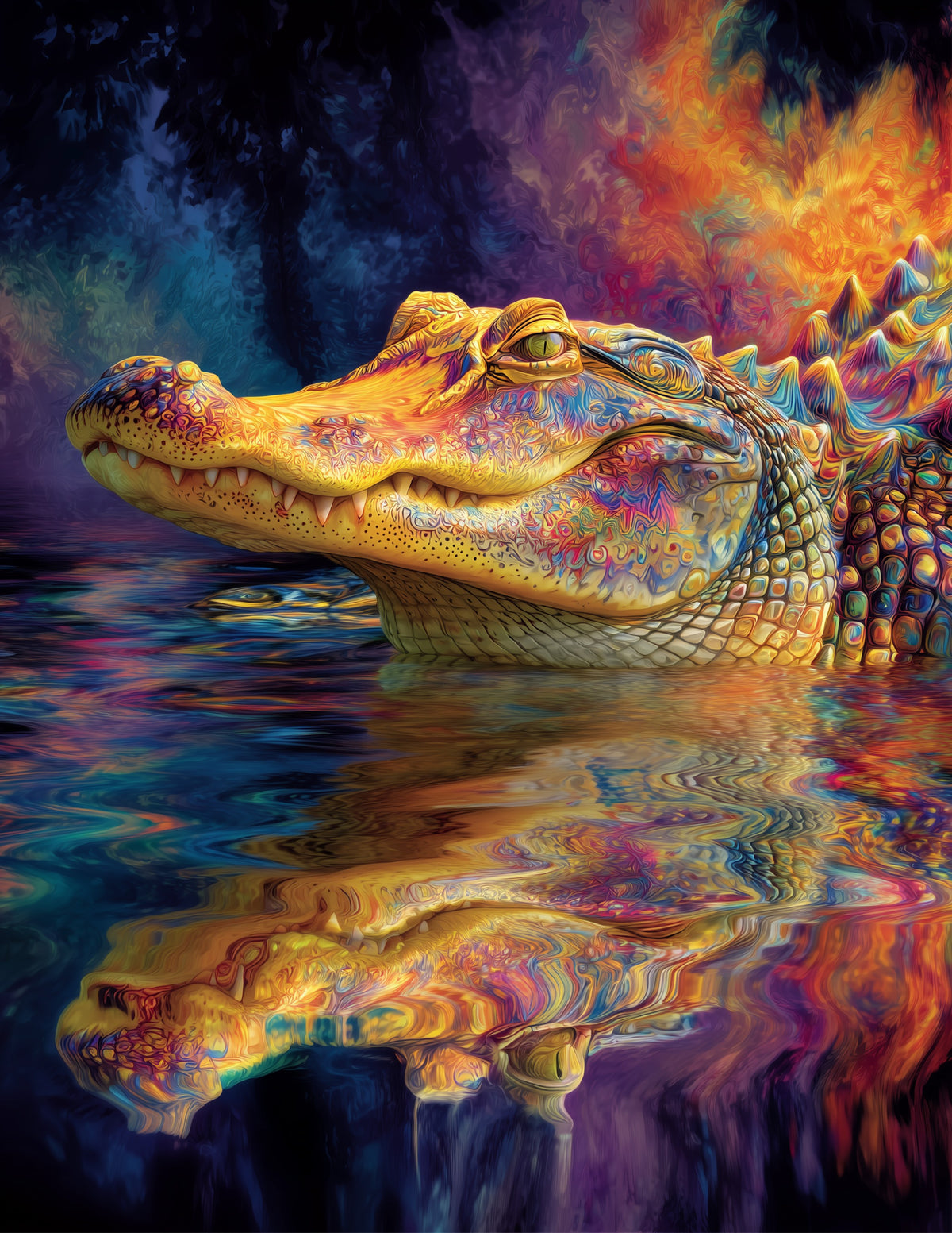 Alligator — Psychedelic Art, Calm Gradients Digital Wall Art, 3 Sizes Included, Living Room Decor
