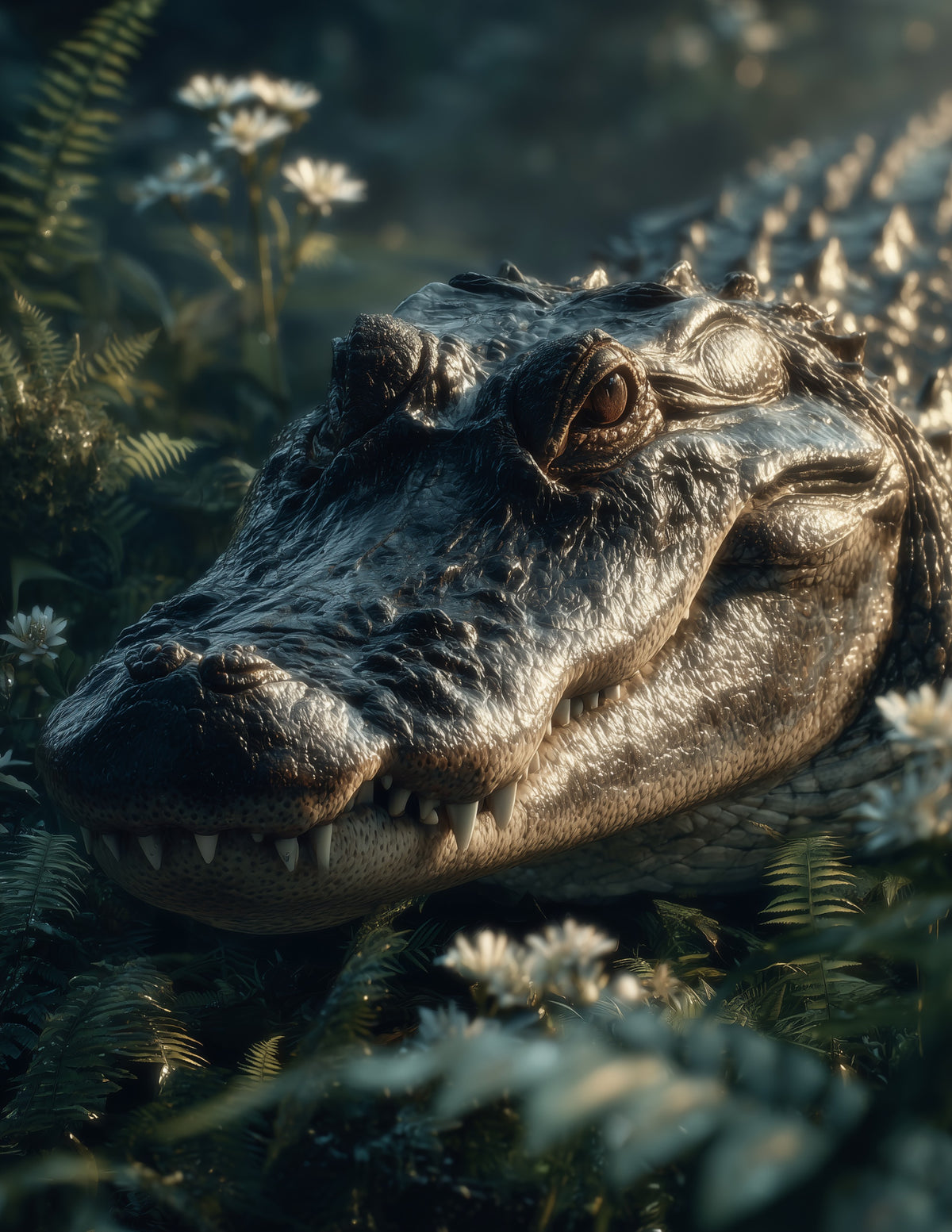 Alligator — Realistic Art, Forest Hues Digital Wall Art, 3 Sizes Included, Living Room Decor