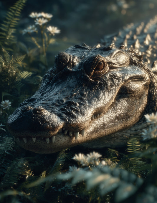 Alligator — Realistic Art, Forest Hues Digital Wall Art, 3 Sizes Included, Living Room Decor
