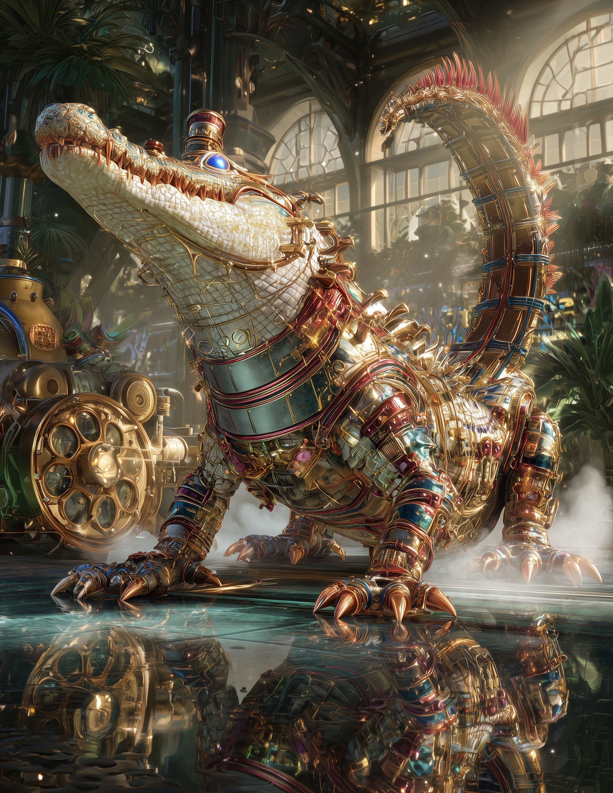 Alligator — Steampunk Art, Soft Gradients Digital Wall Art, 3 Sizes Included, Living Room Decor